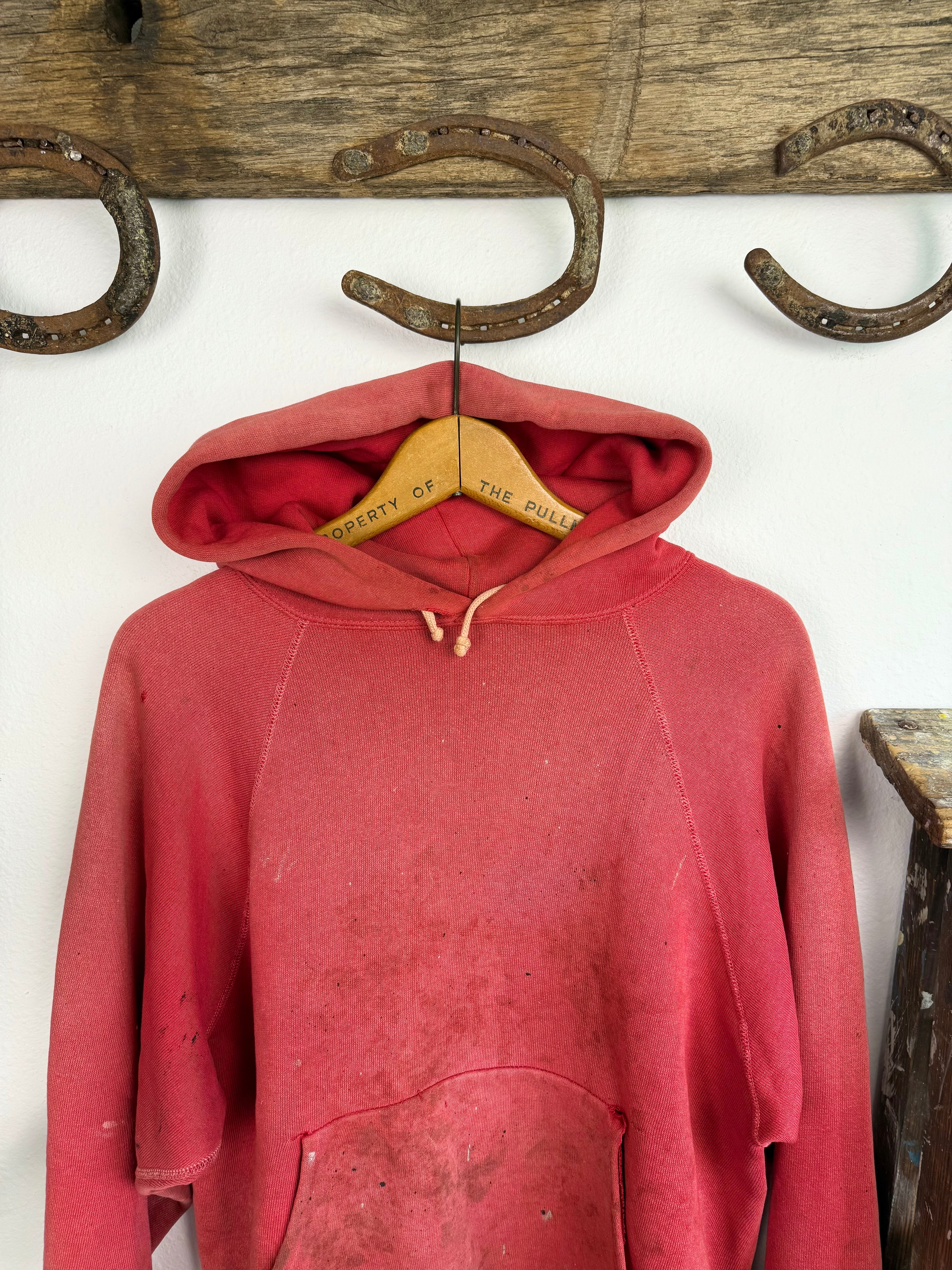 1950s Perfectly Worn ‘Hood Sun Fade’ Red Frat Hoodie (XL)