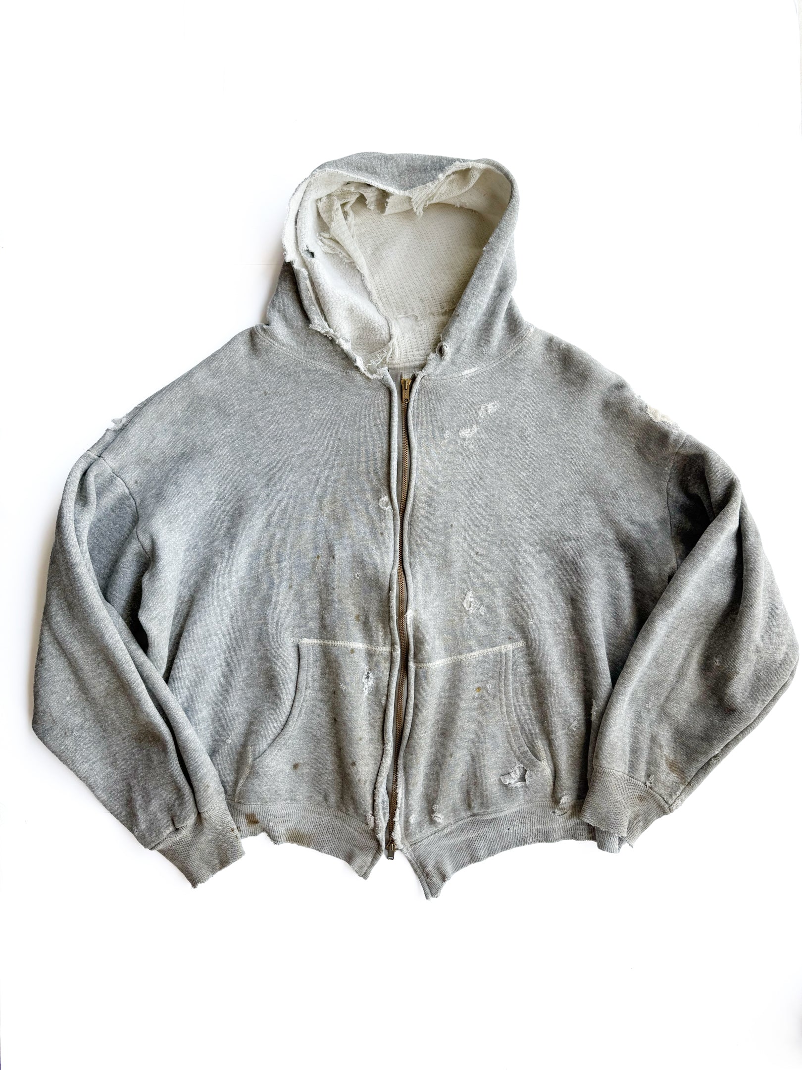 1950s Boxy Distressed Thermal Lined Zip Up Jacket (XL)