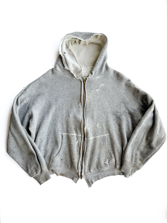 1950s Boxy Distressed Thermal Lined Zip Up Jacket (XL)
