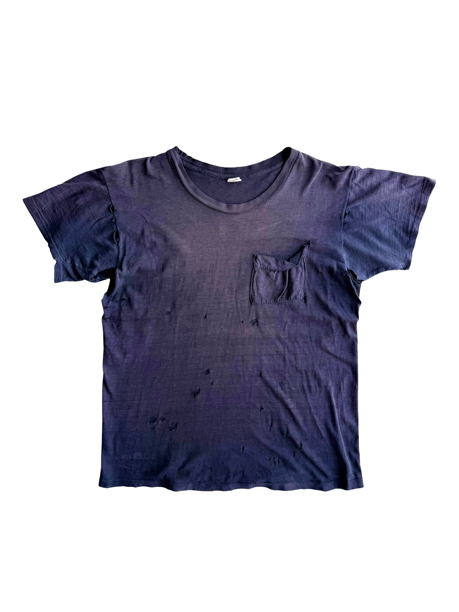 1950s Sun Faded & Thrashed Navy Pocket Tee (S/M)