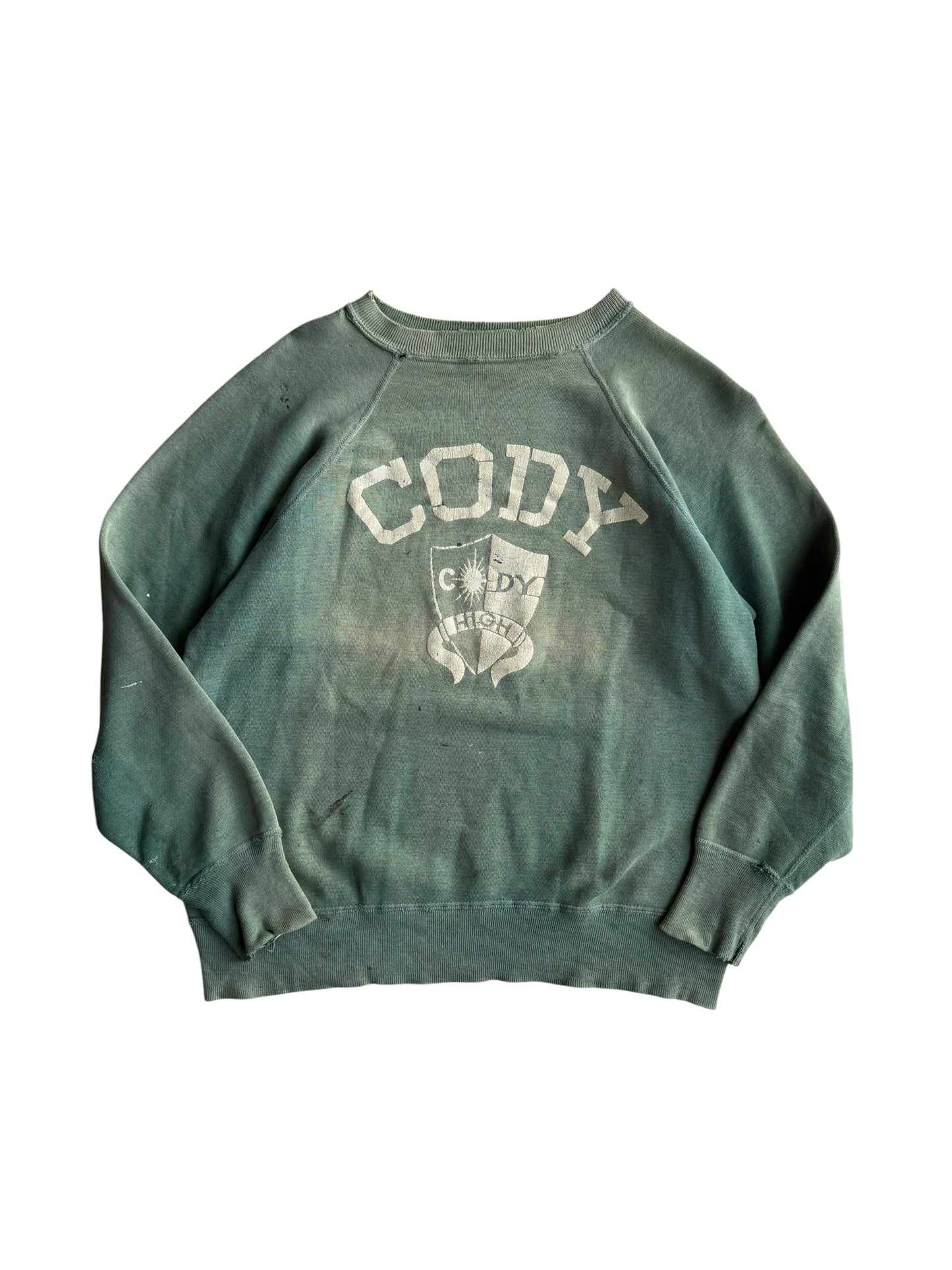 1950s ‘Cody’ Sun Faded Green Sweatshirt (M/L)