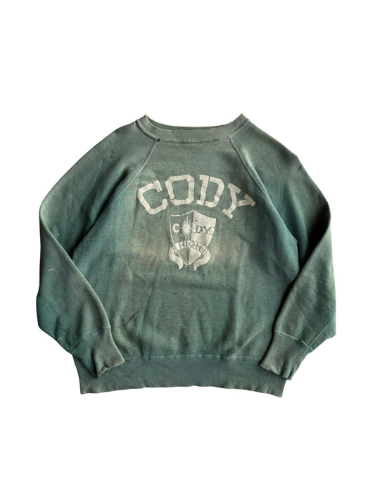 1950s ‘Cody’ Sun Faded Green Sweatshirt (M/L)