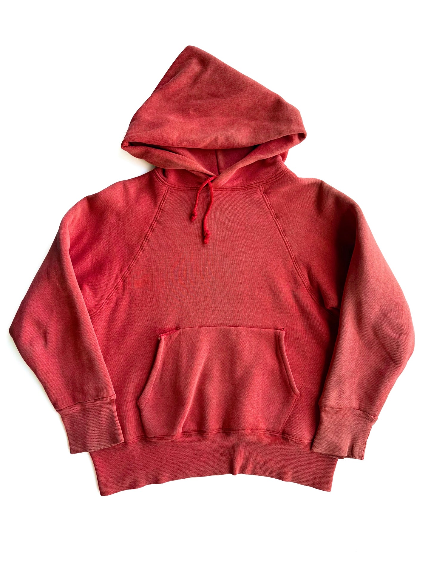 1950s Sun Faded Cherry Red Double Face Hoodie (S/M)