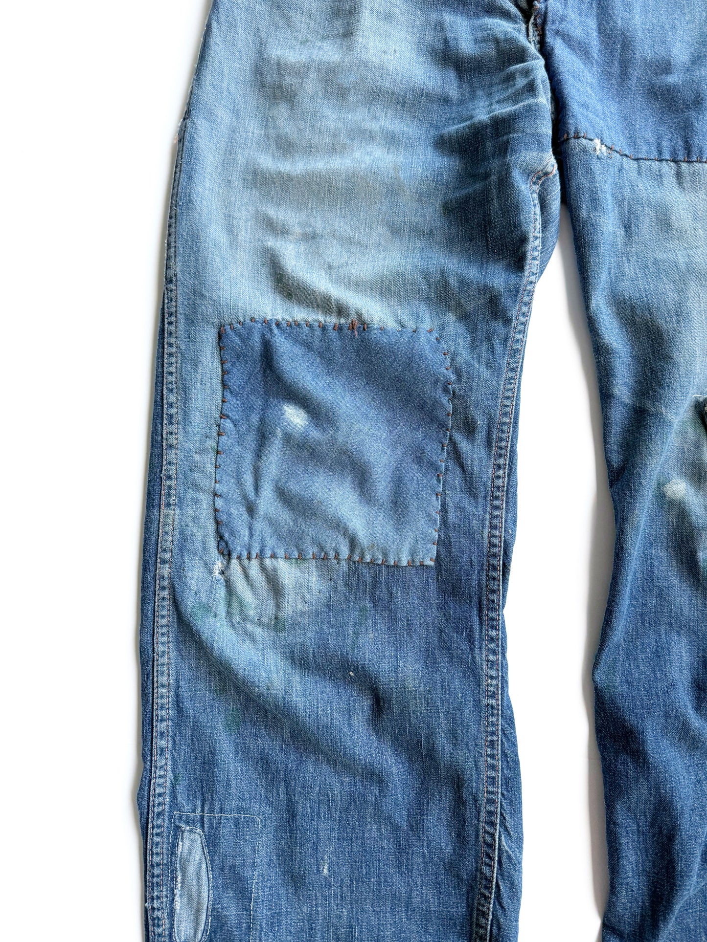 1950s Heavily Repaired Donut Button Jeans (33)