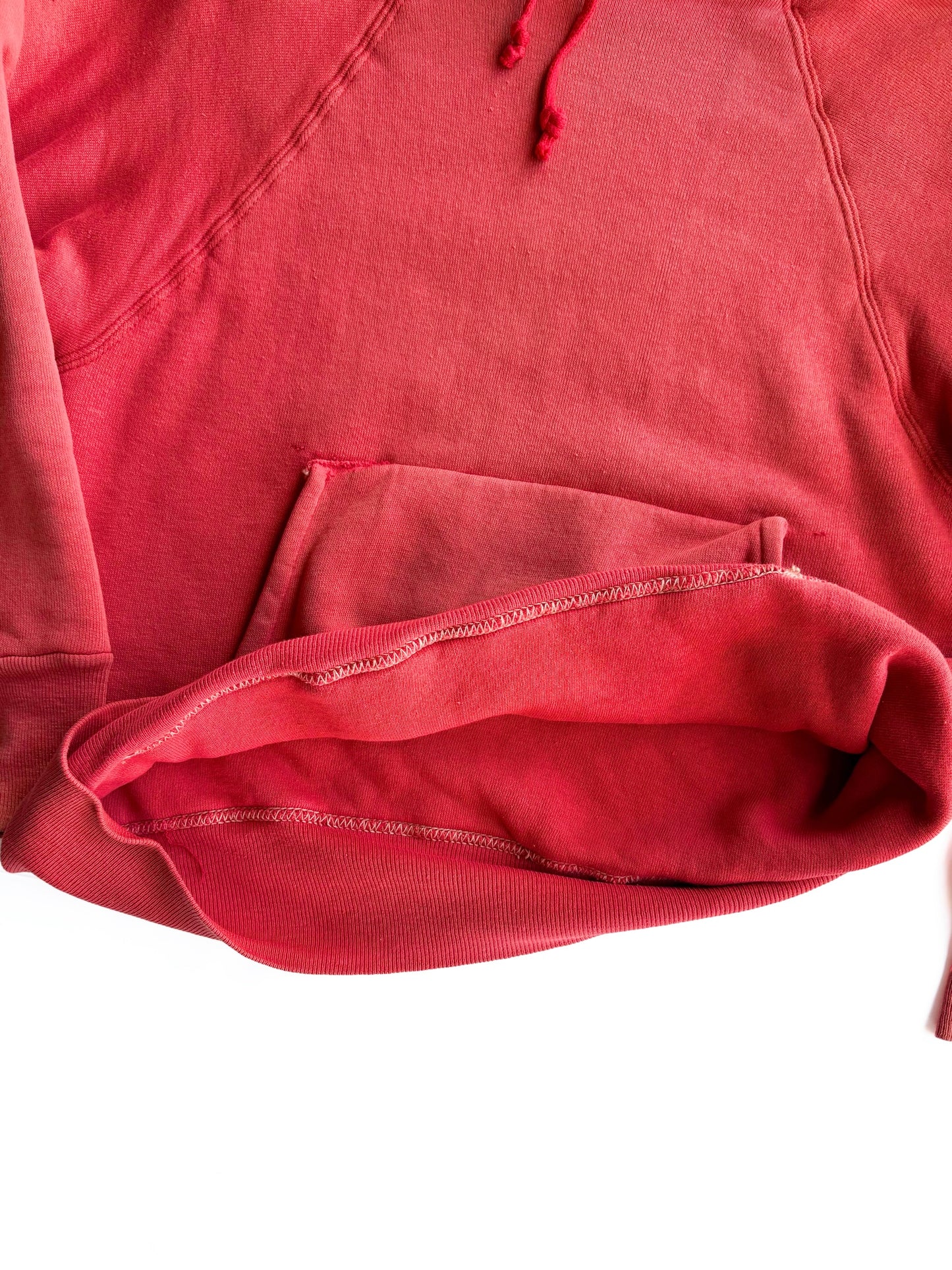 1950s Sun Faded Cherry Red Double Face Hoodie (S/M)