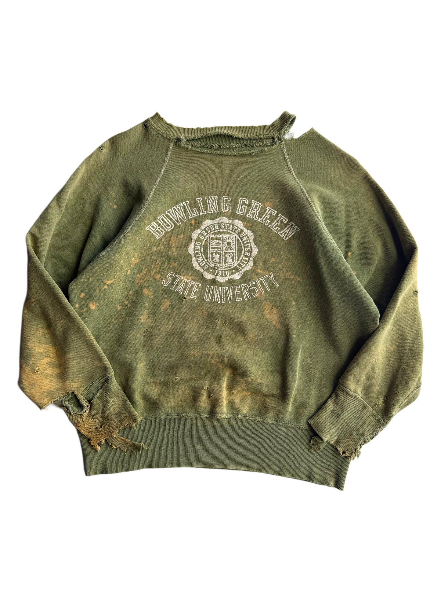 1950s Sun Faded and Distressed Bowling Green University Sweatshirt (S/M)