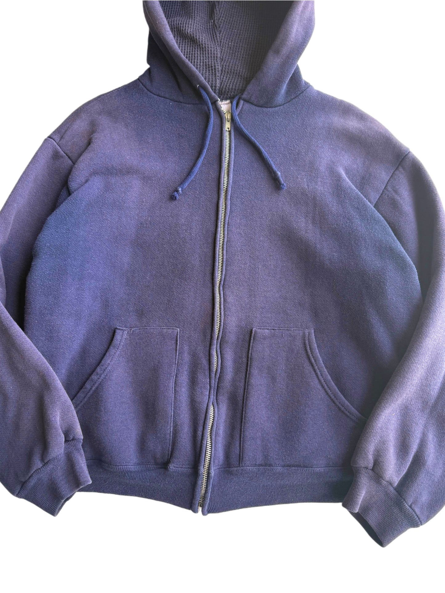 1960s Split Pocket Thermal Lined Sun Faded Zip Up Jacket (S/M)
