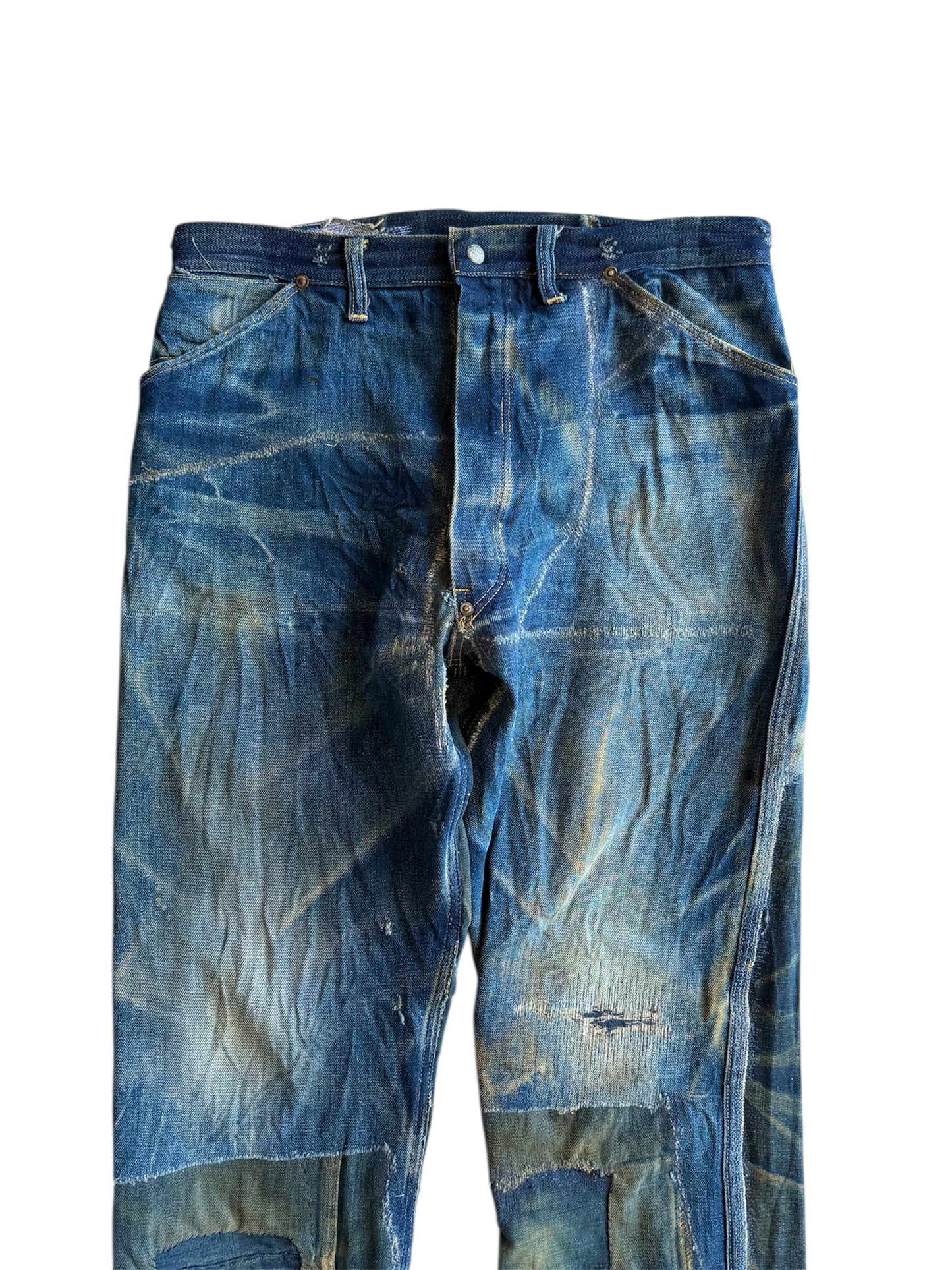 1920s/1930s Distressed & Repaired Buckle Back Jeans (31)