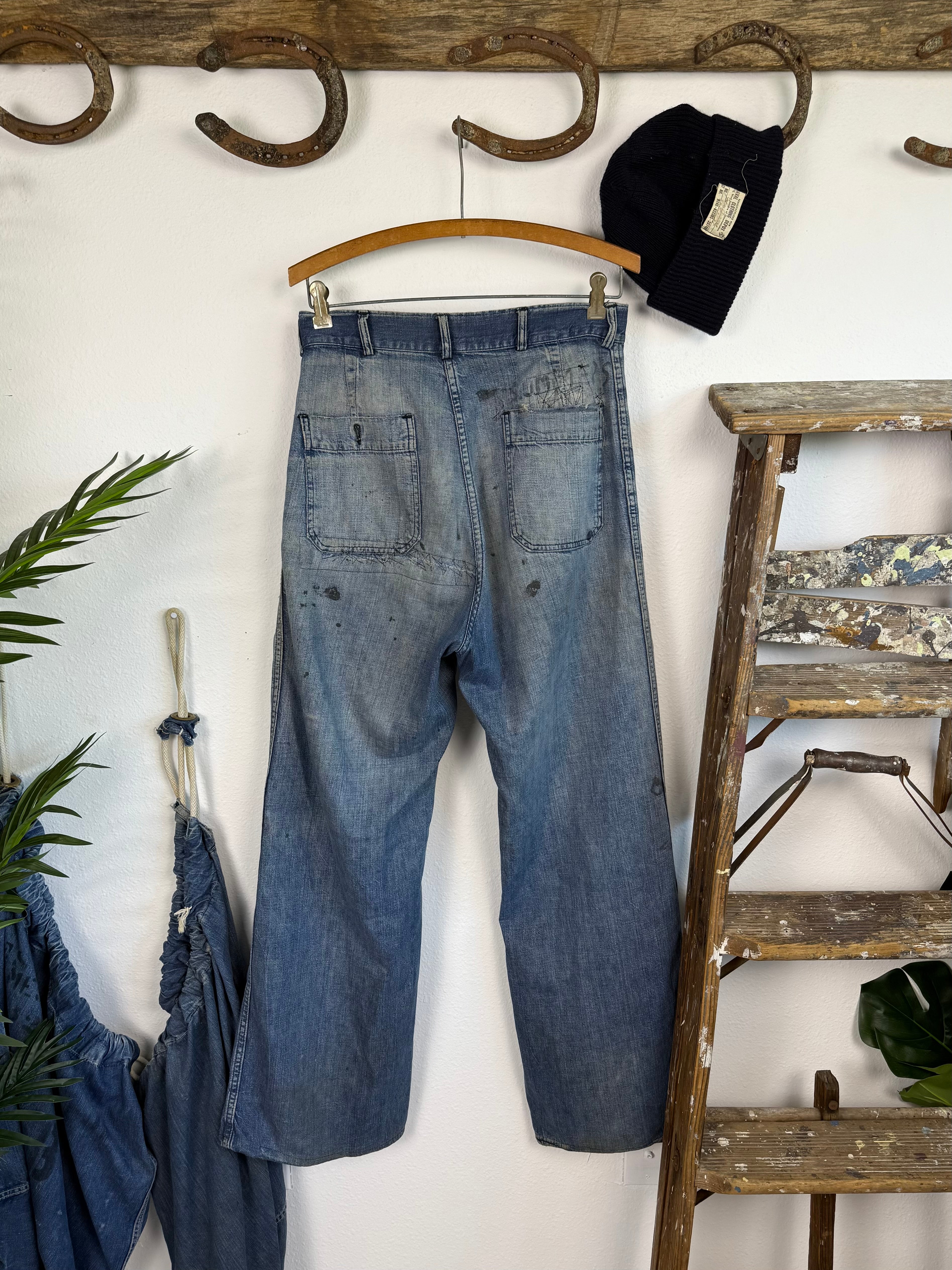1940s WW2 Distressed & Repaired USN Dungarees (30)