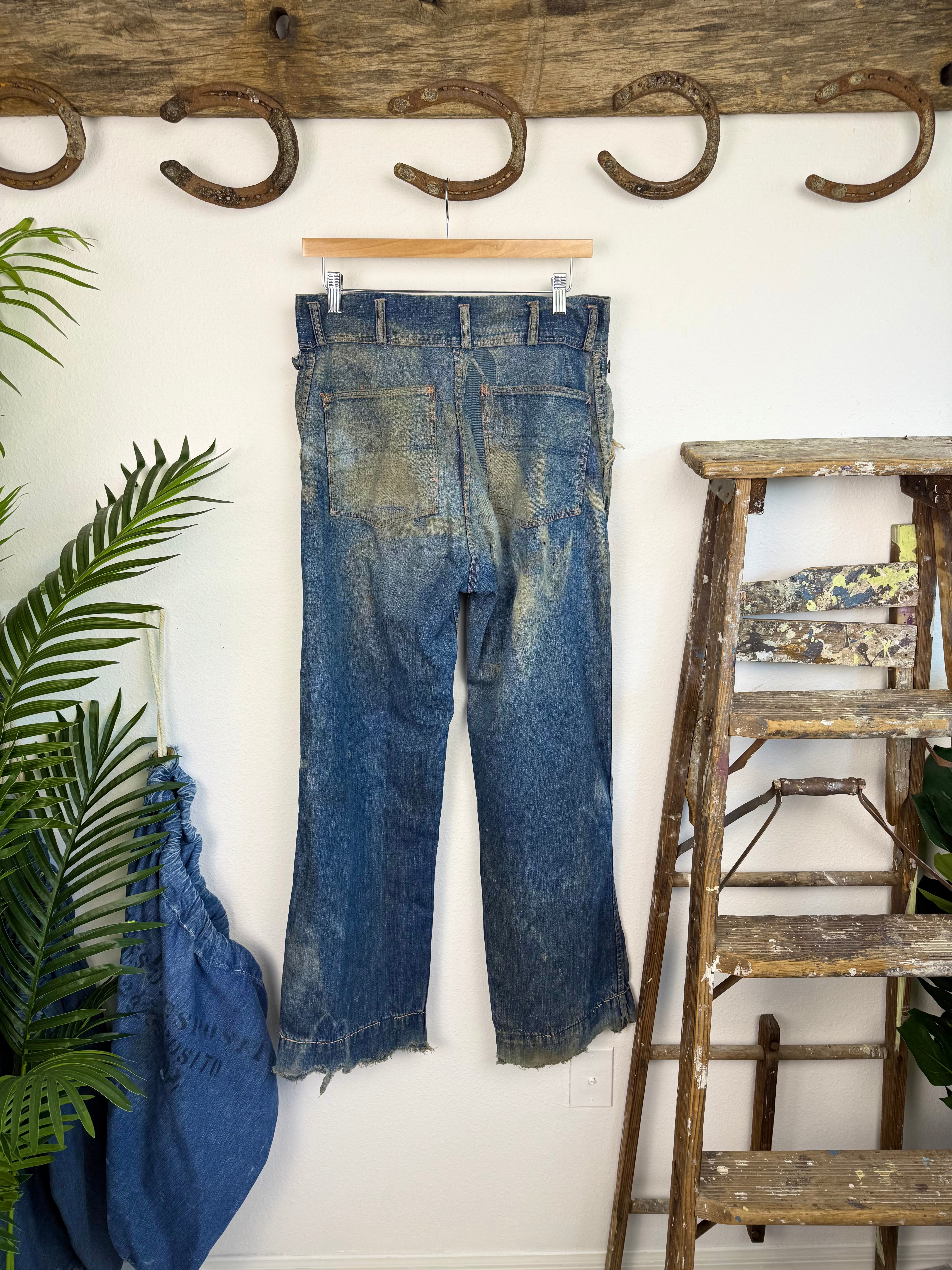 1950s N&W Sun Faded Mule Ear Denim Jeans (31)