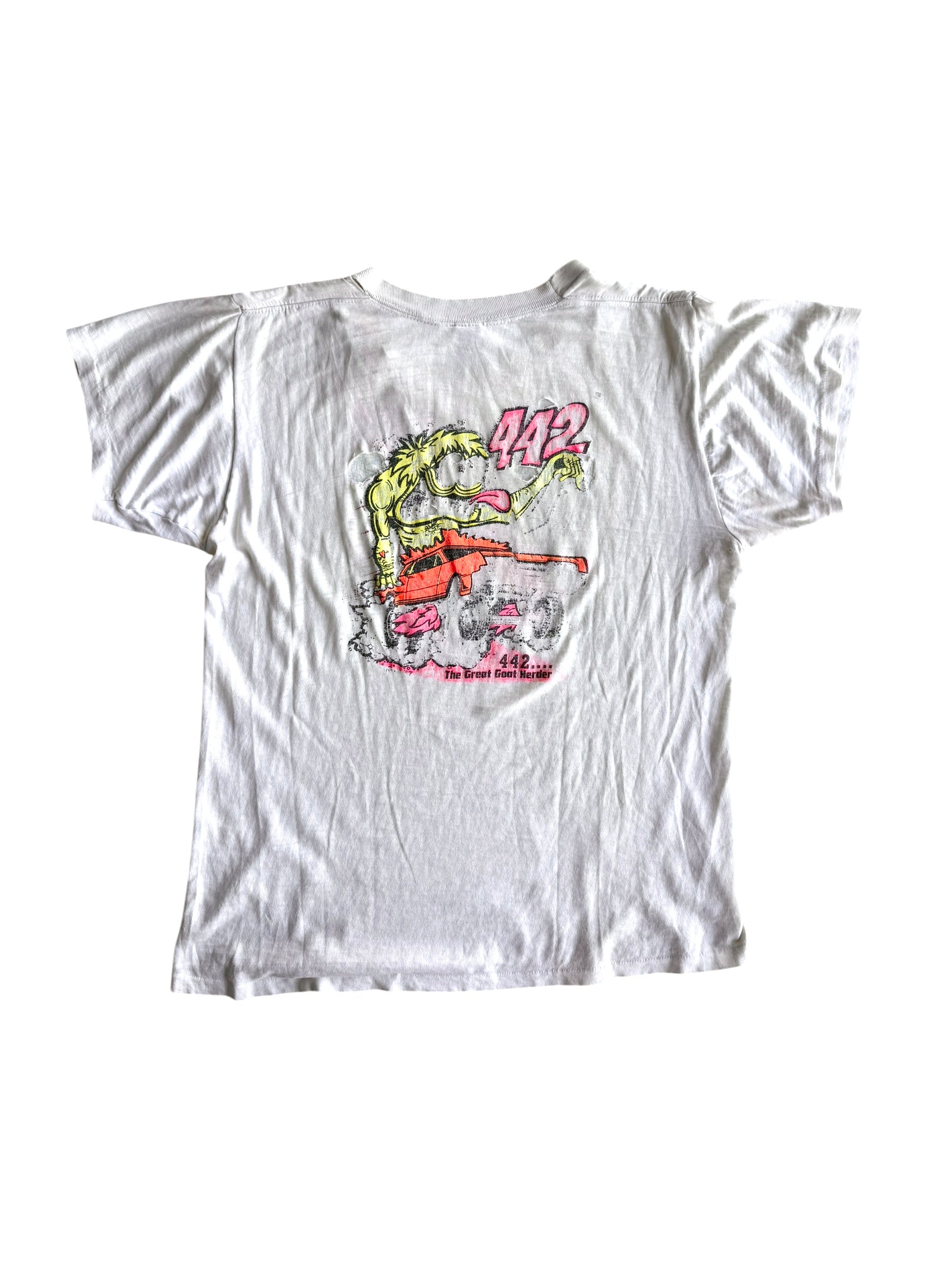 1960s Distressed Thin Neon Drag Race Tee (S/M)