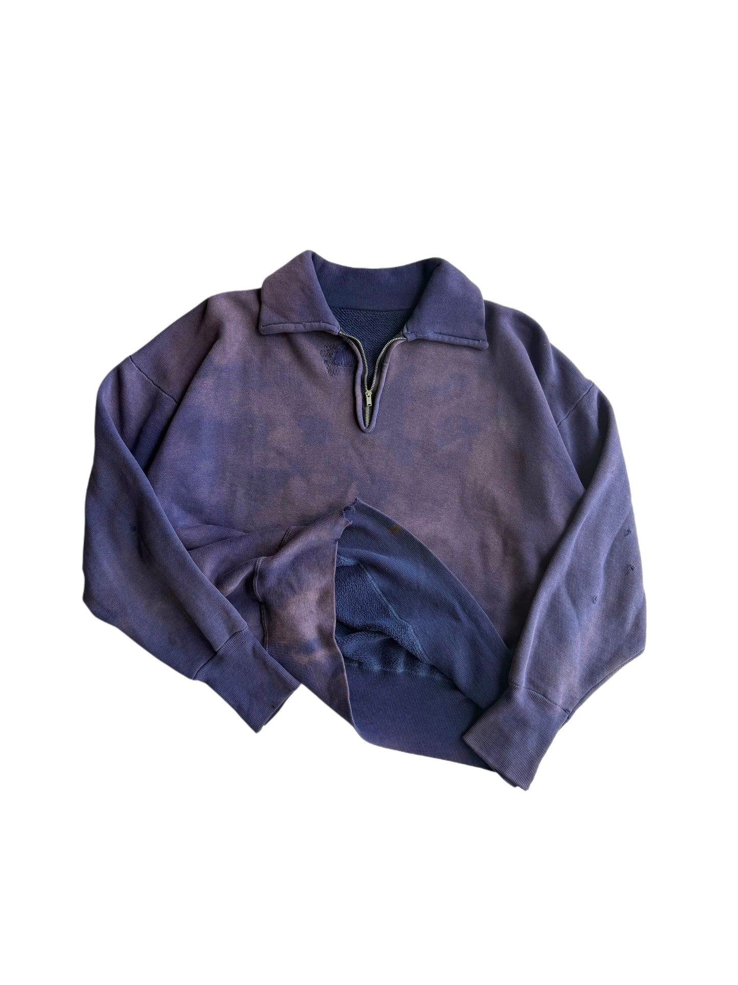 1950s Sun Faded Blueberry Quarter Zip Sweatshirt (M/L)