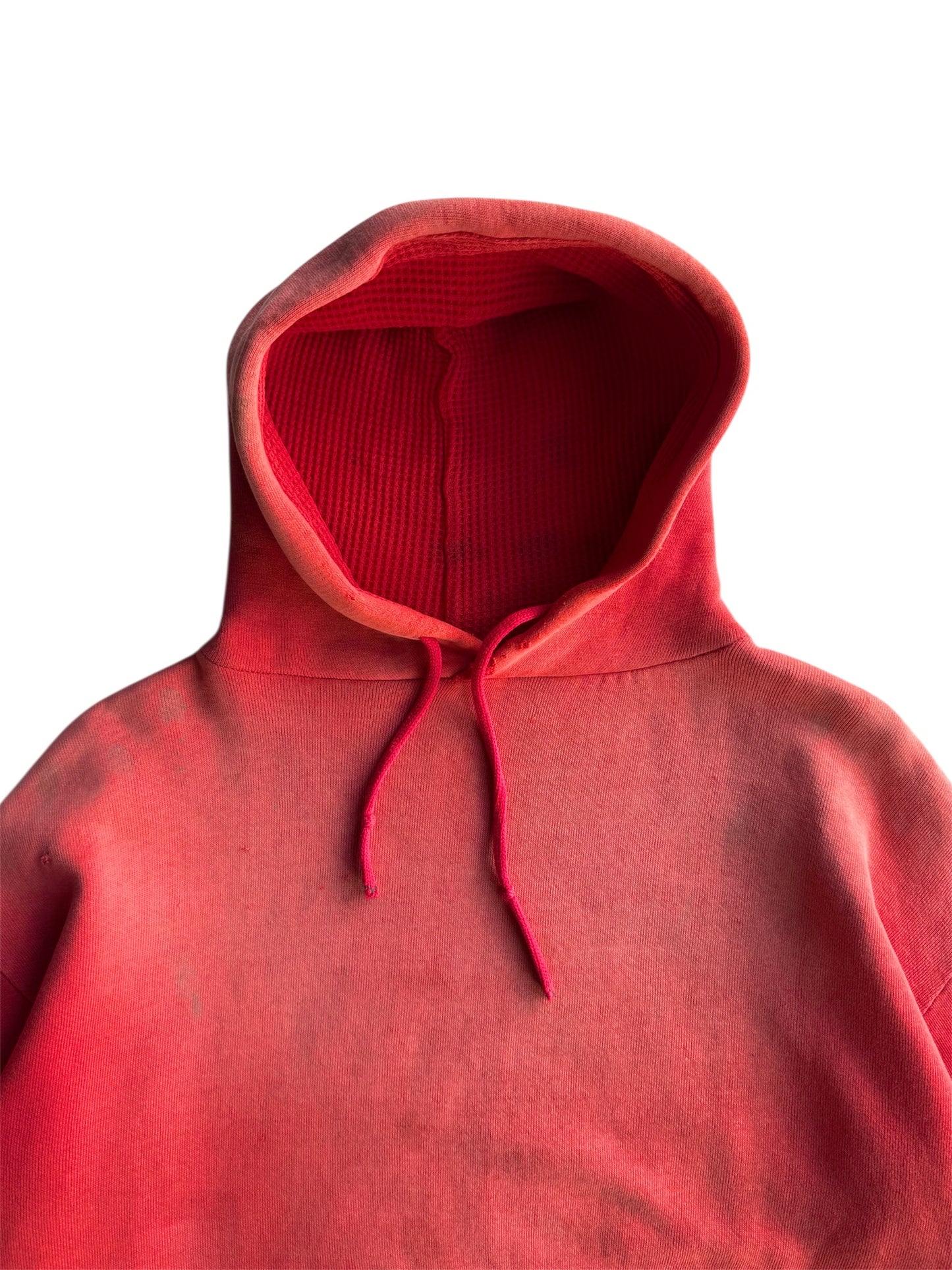1950s Sun Faded Cherry Red Thermal Hoodie (M/L)