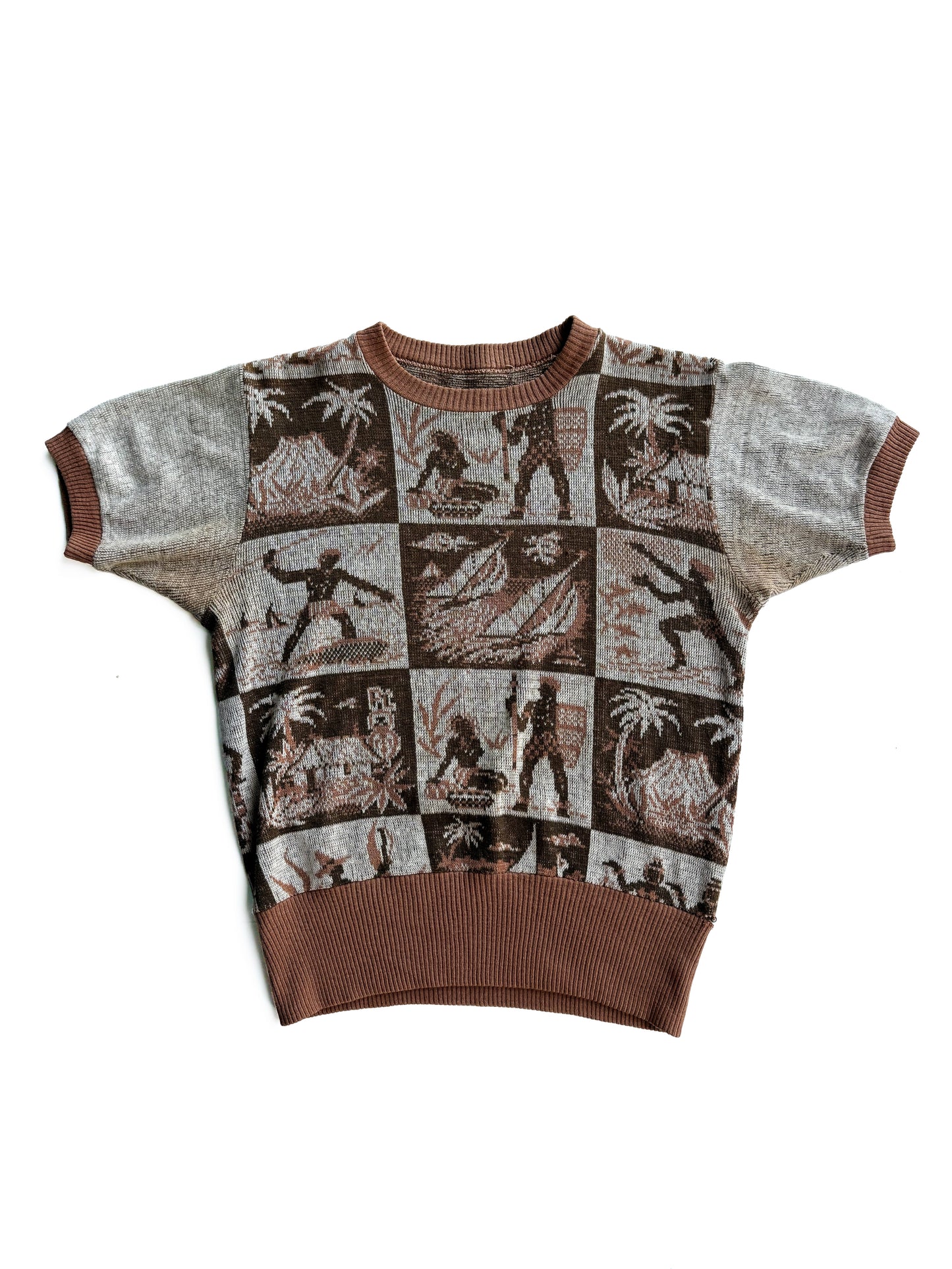 1940s Novelty Cotton Short Sleeve Sweatshirt (S/M)