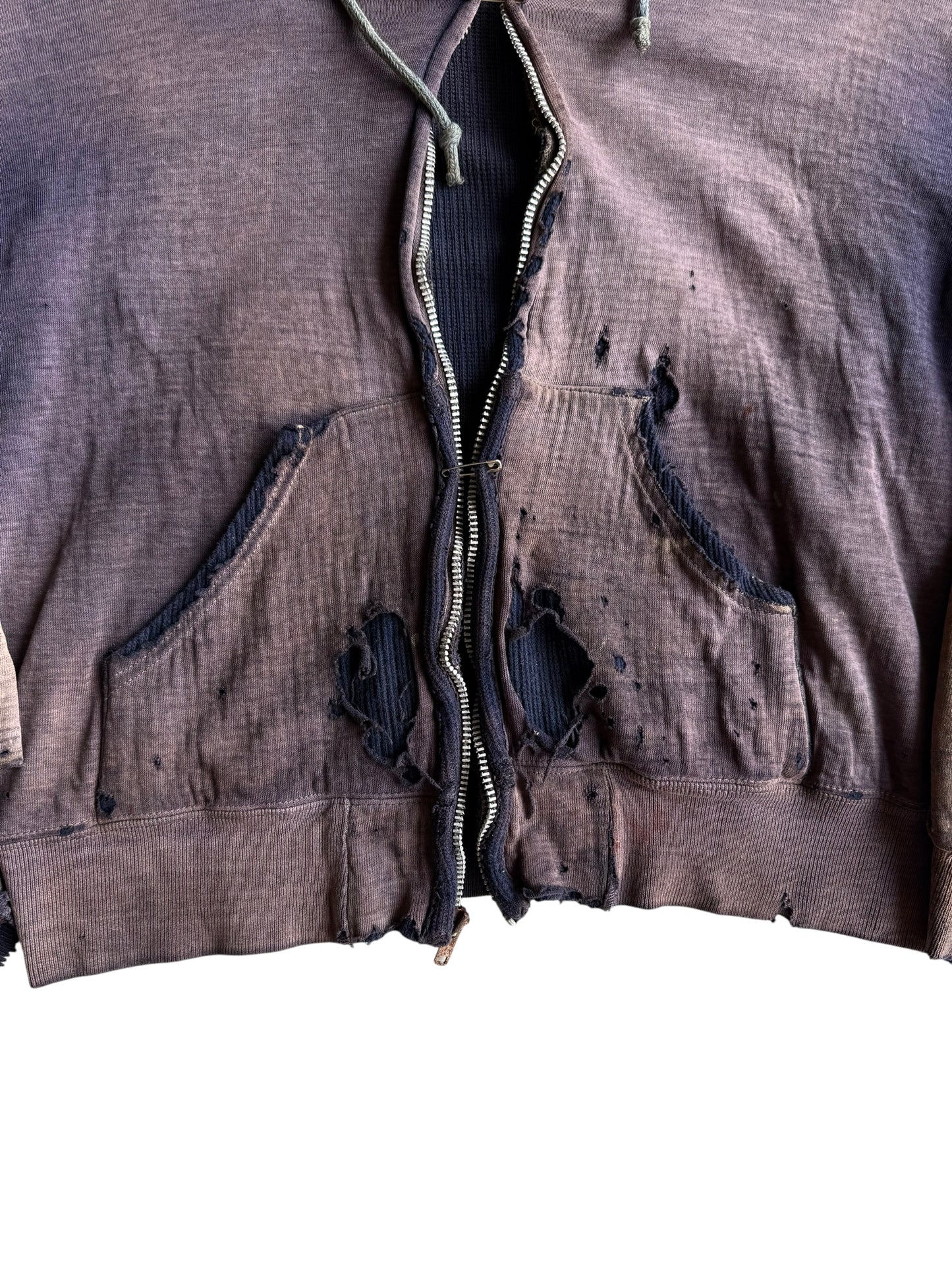 1940s Heavily Distressed and Sun Faded Zip Closure Jacket (S/M)