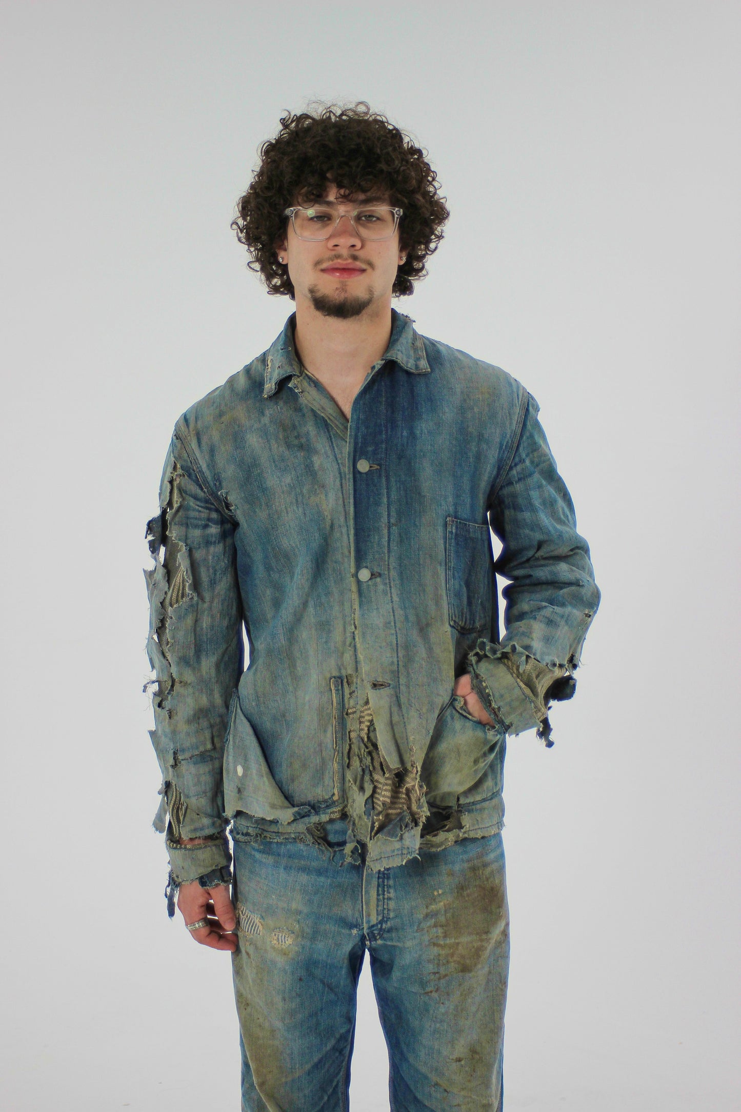 1930s Distressed Denim Chore Jacket (M/L)