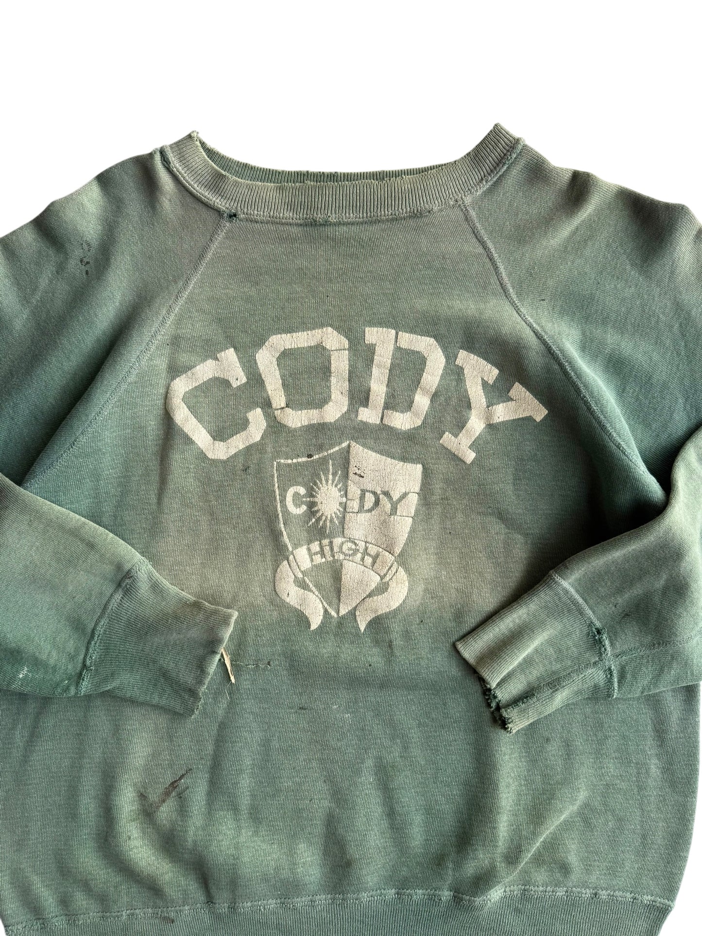 1950s ‘Cody’ Sun Faded Green Sweatshirt (M/L)