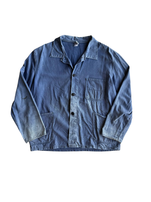 1940s Sun Faded Splatter Painted French Chore Jacket (M/L)