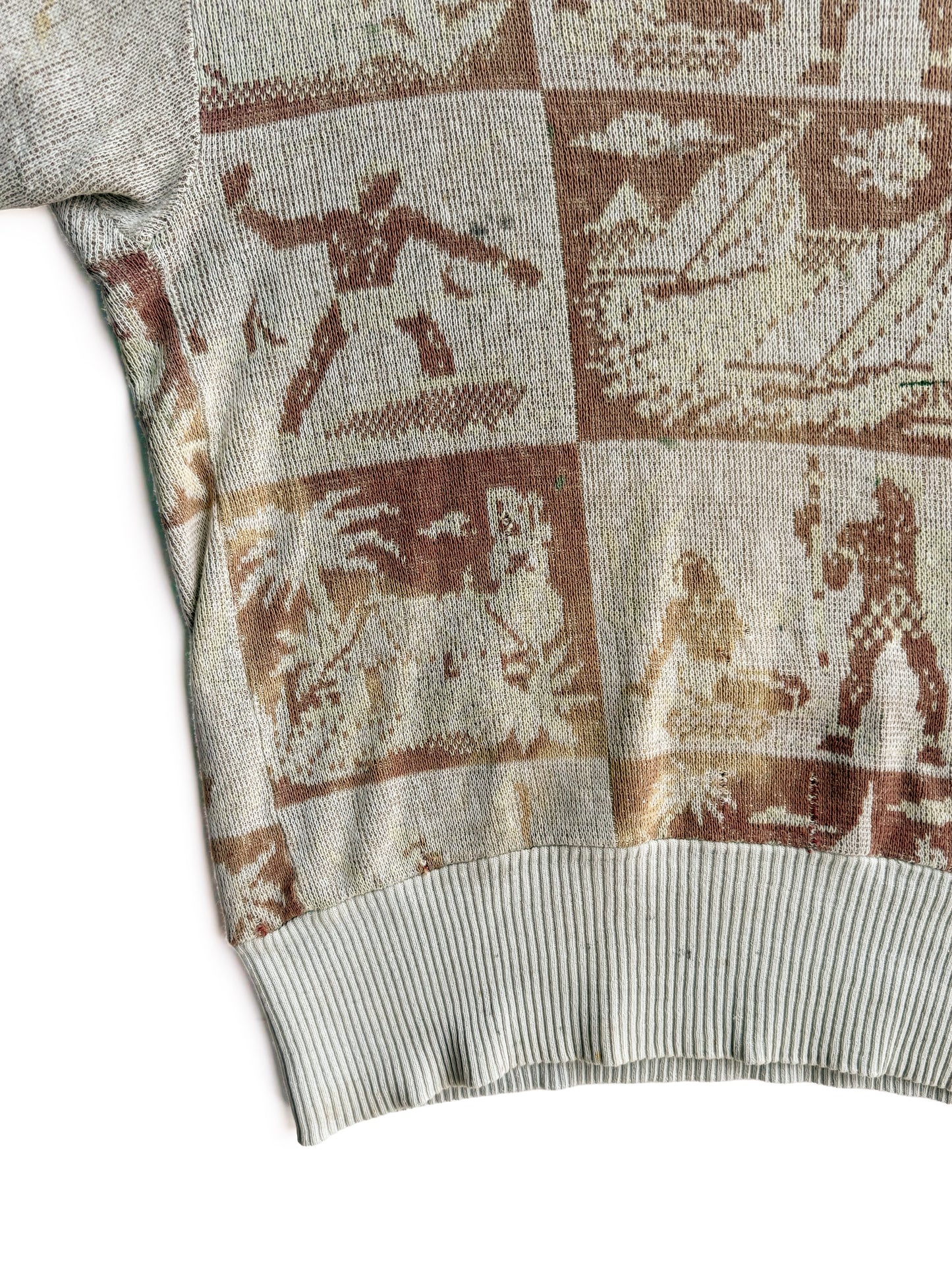 1940s Novelty Cotton Short Sleeve Sweatshirt (S)