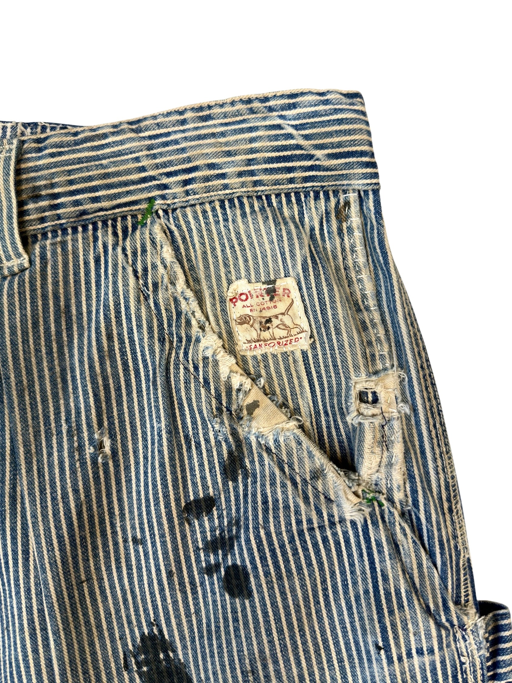 1940s Pioneer Distressed and Repaired Pinstripe Carpenters (36)