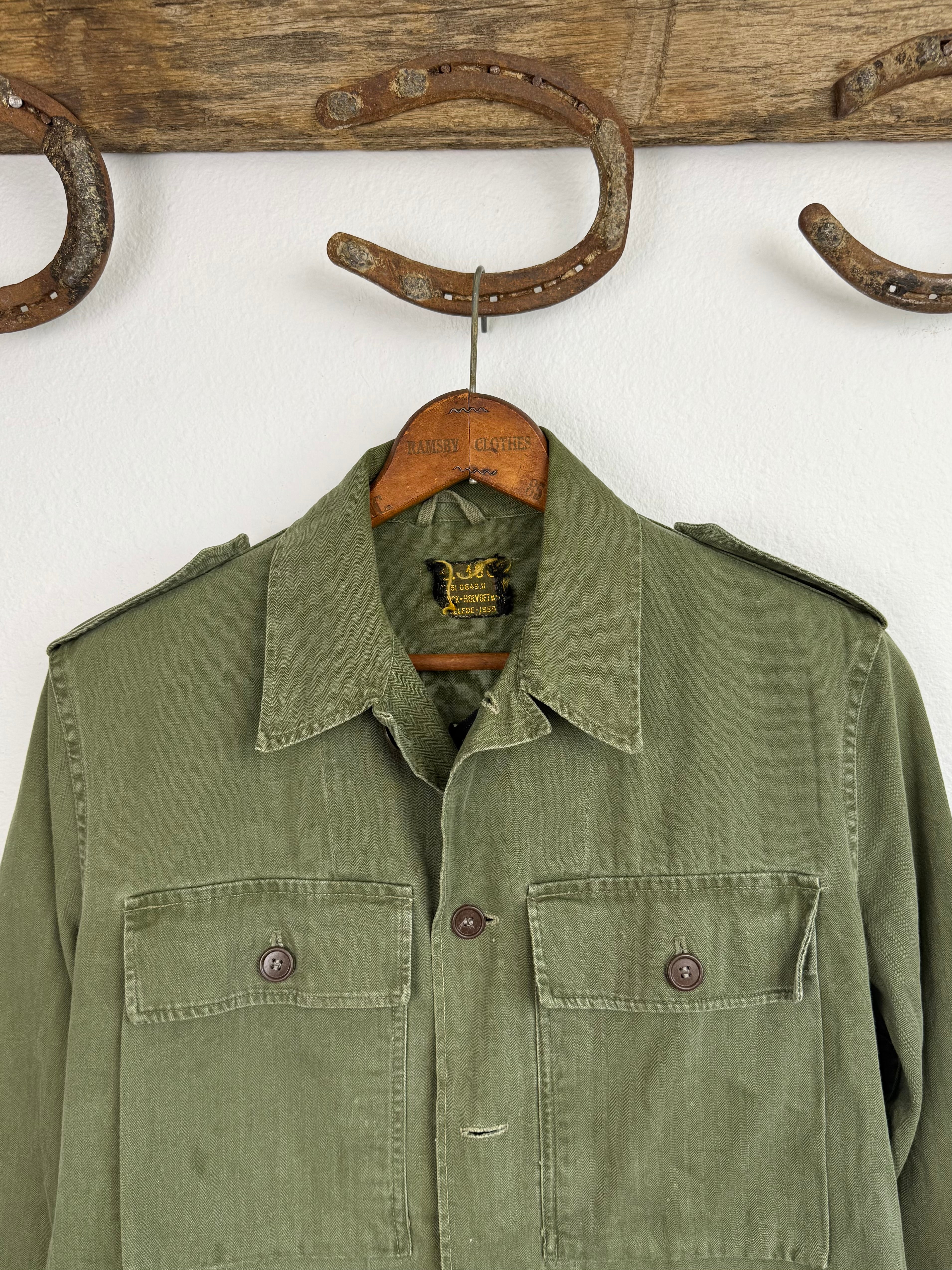 1950s Dutch HBT Jacket With Chain Stitching (S/M)