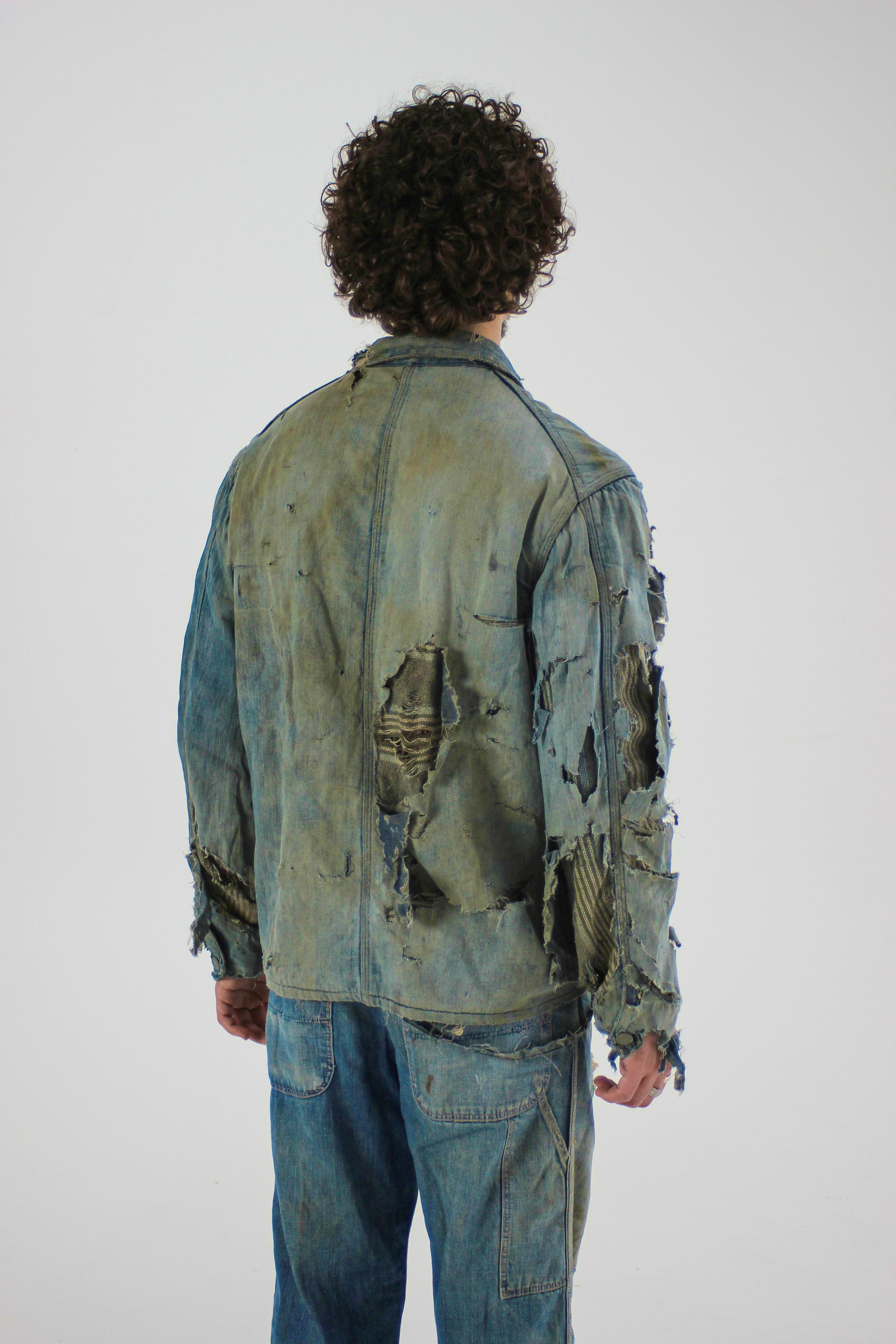 1930s Distressed Denim Chore Jacket (M/L)