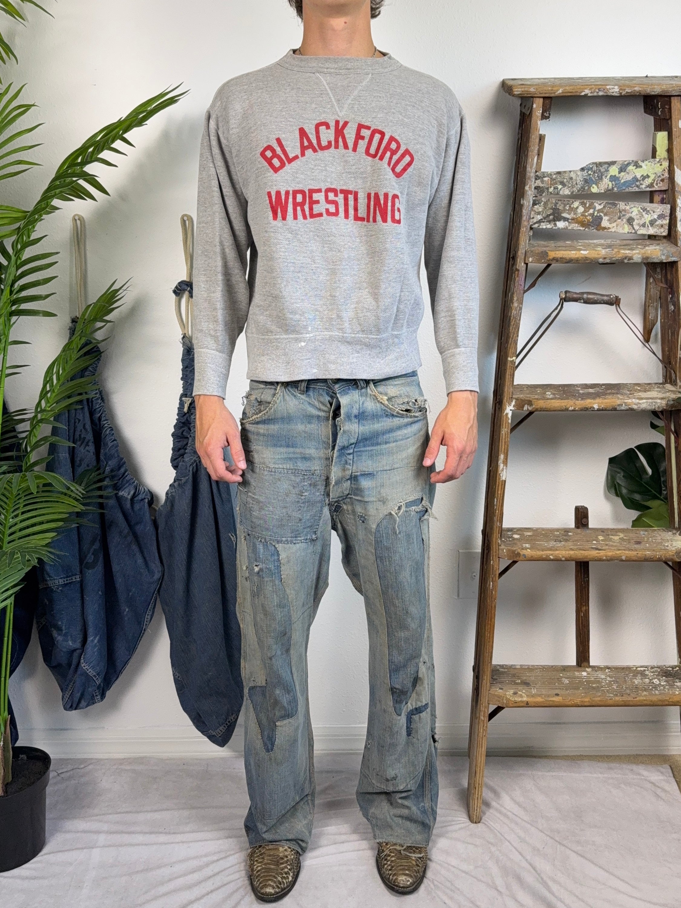 1950s Blackford Wrestling Single V Sweatshirt (S/M)