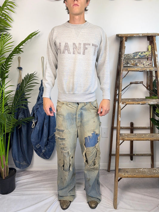 1950s Stenciled ‘Hanft’ Military Single V Sweatshirt (S/M)