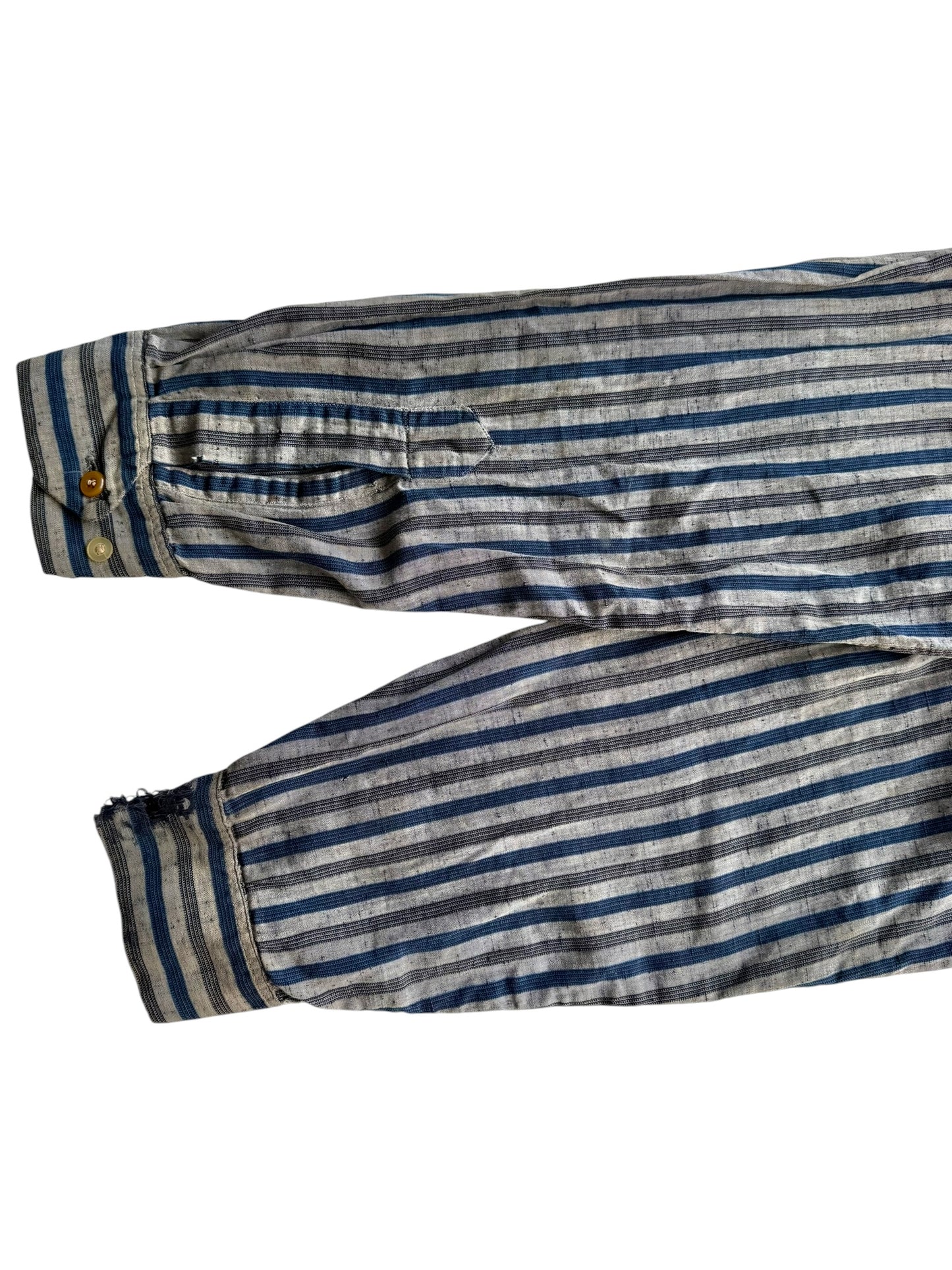 1950s Grey/Blue Striped Cotton Button Shirt (S/M)
