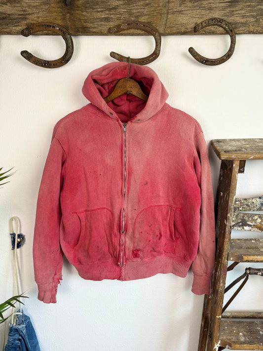 1950s Thermal Lined Sun Faded ‘D Pocket’ Zip Up Jacket (M/L)