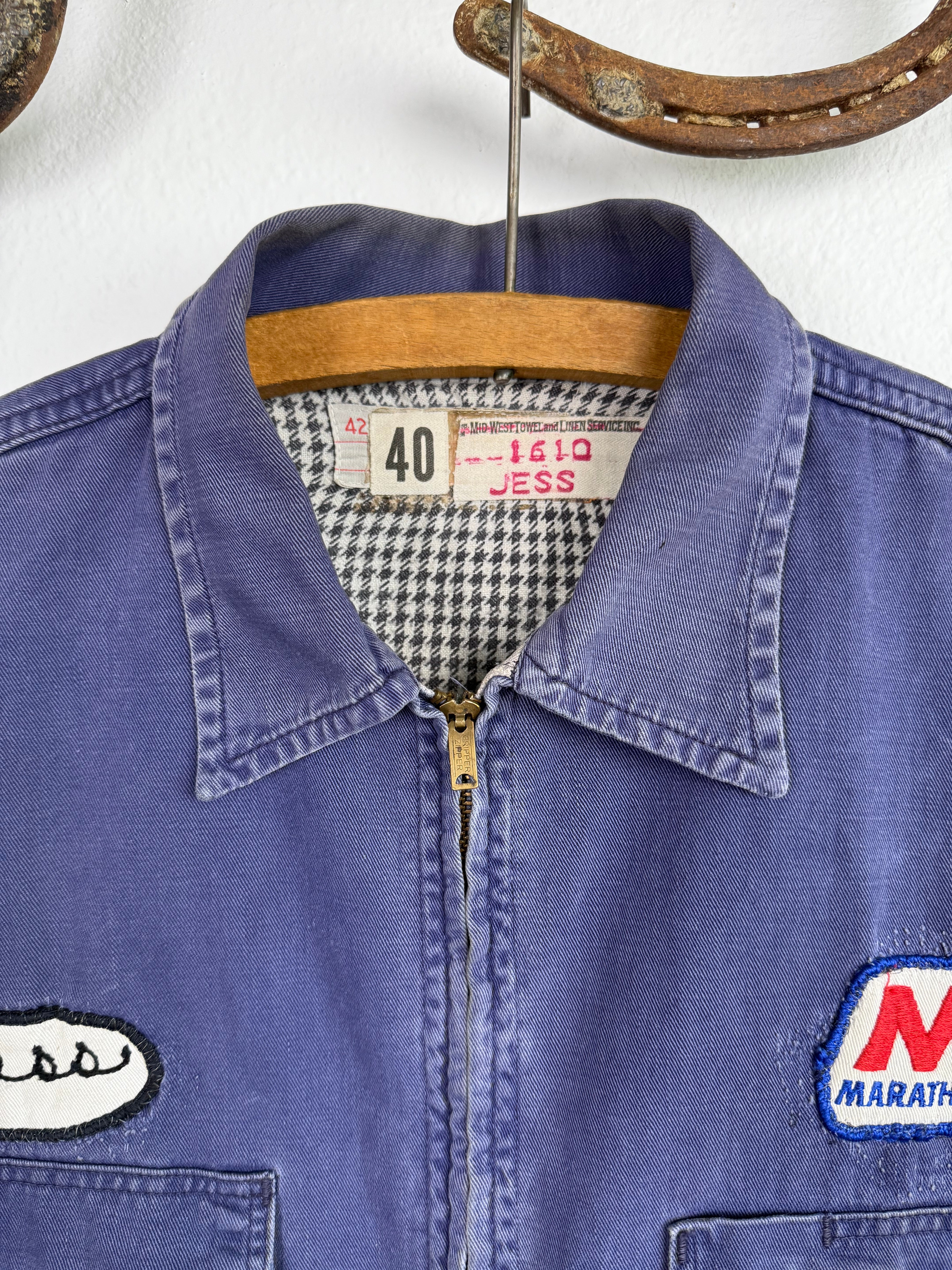 1950s Flanned Lined Sun Faded Cotton Work Jacket (M/L)