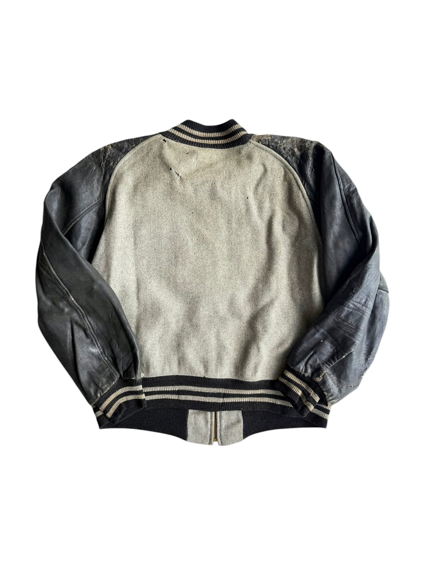 1950s Black Salt and Pepper Varsity Jacket (46)
