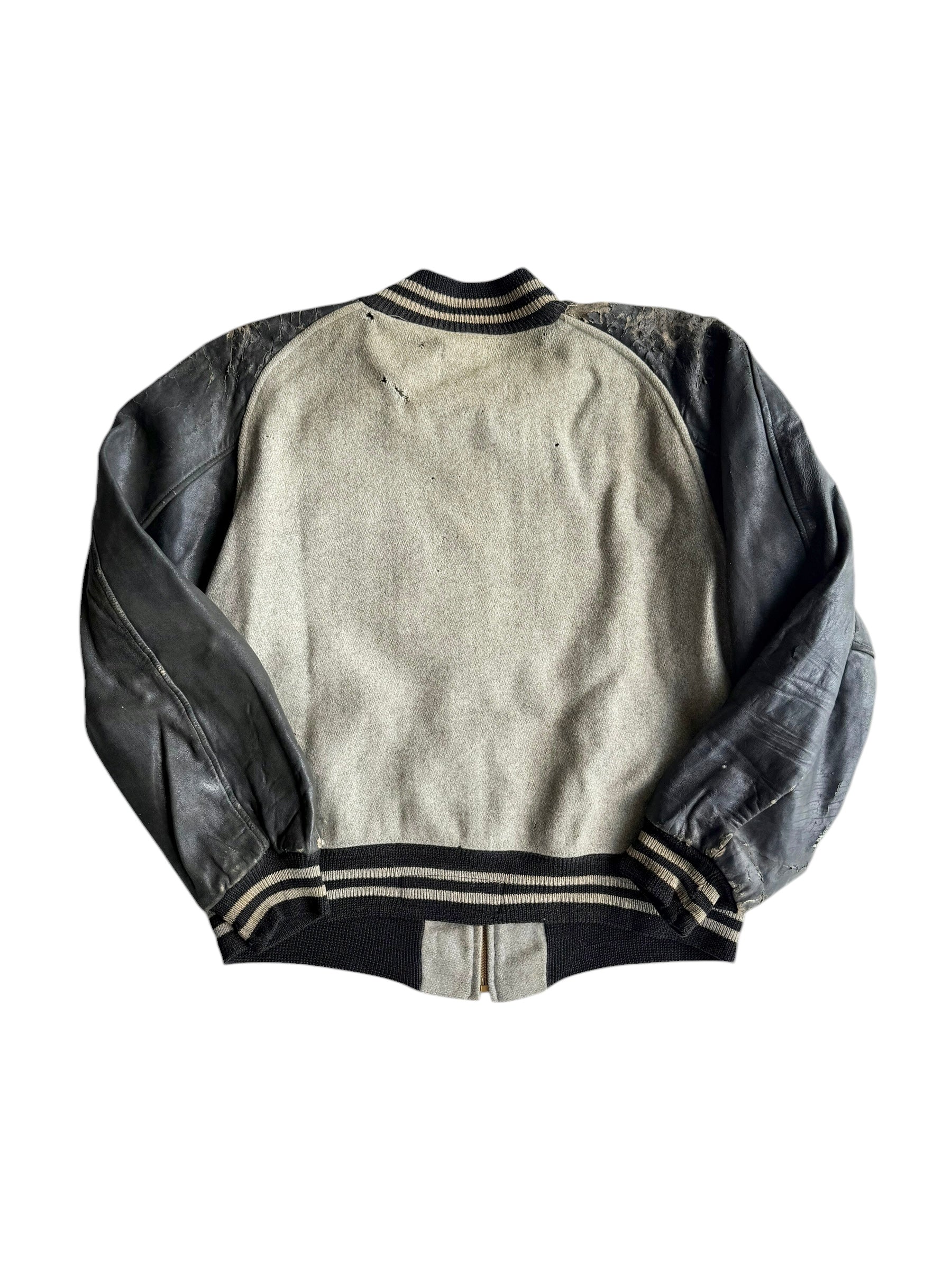 1950s Black Salt and Pepper Varsity Jacket (46)