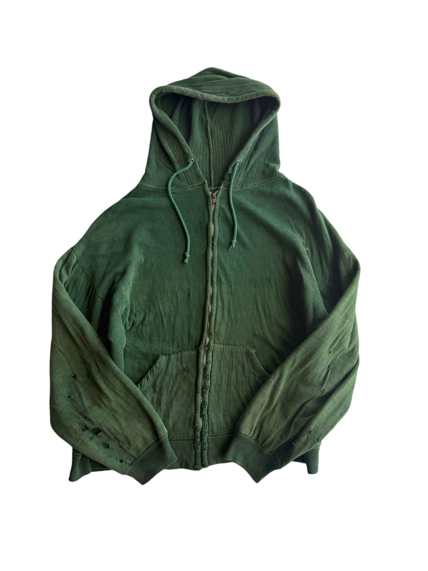 1950s Forest Green Distressed Zip Up Jacket (M/L)