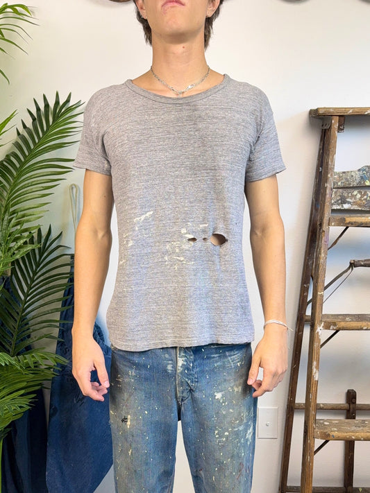 1970s Russell Athletic Distressed Grey Tee (S/M)