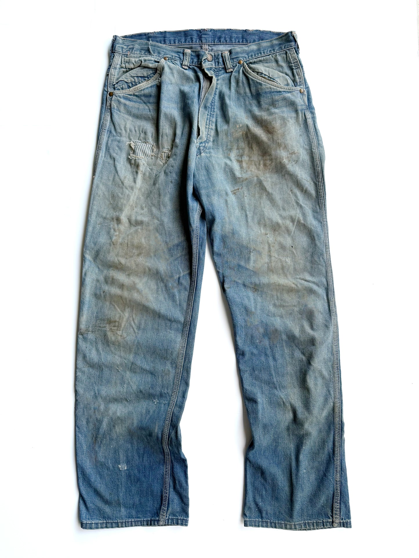 1950s ‘Mud’ Hickory Repaired Carpenter Jeans (32)