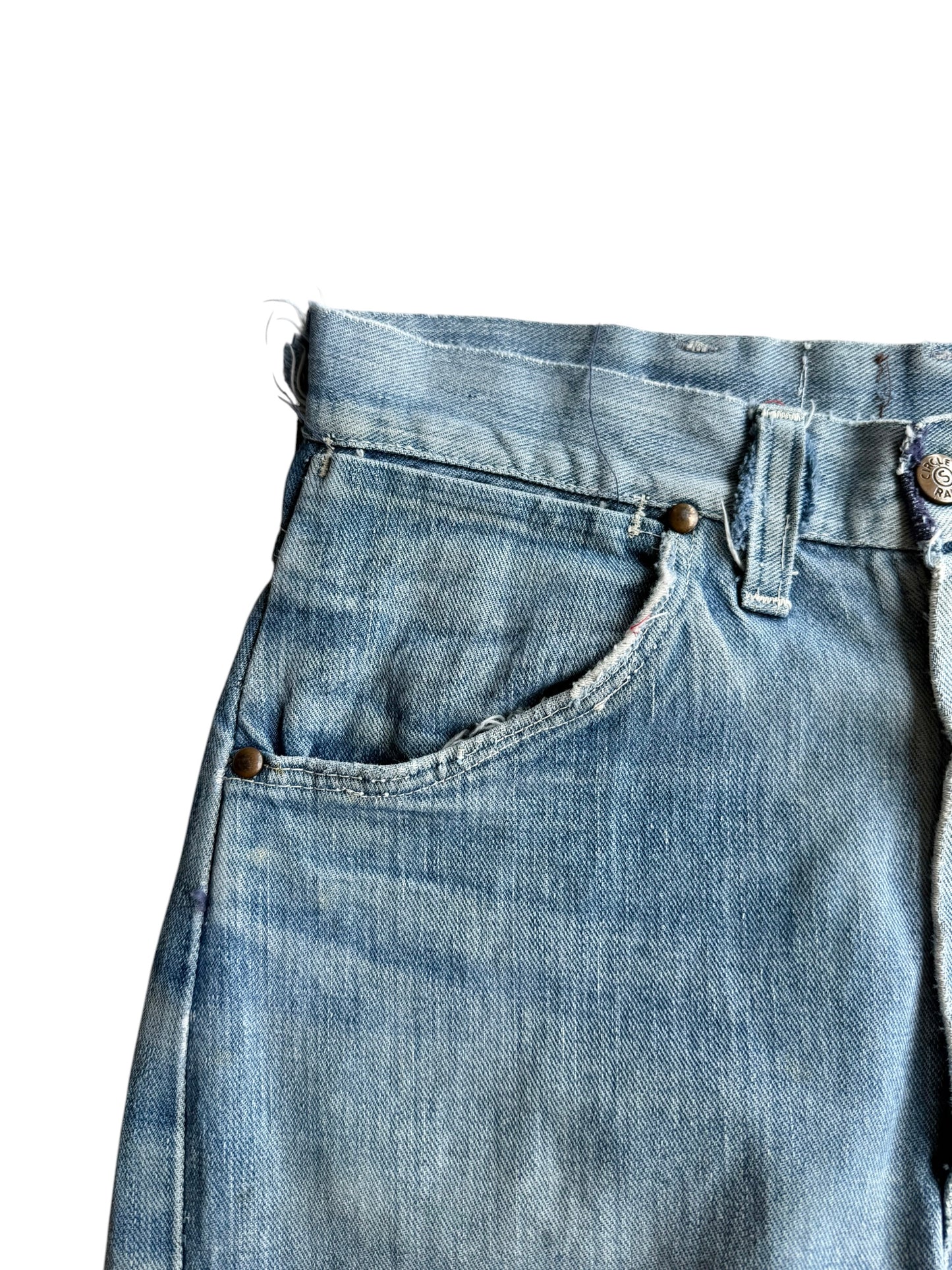 1950s Selvedge Circle Ranch Splatter Paint Jeans (28)