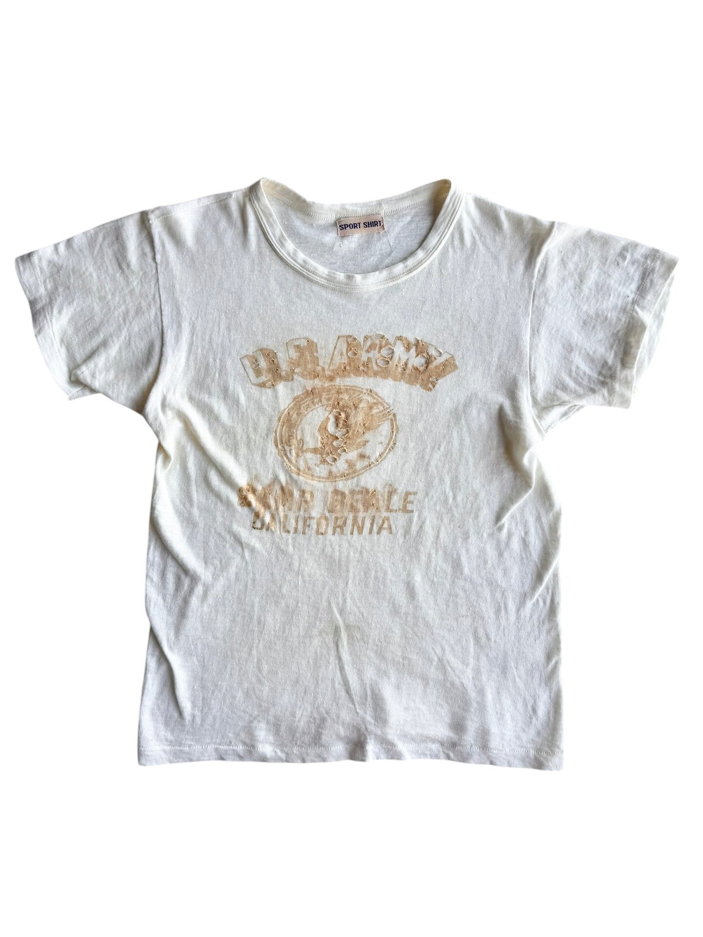 1940s WW2 ‘US Army California’ Ghost Print Tee (S/M)