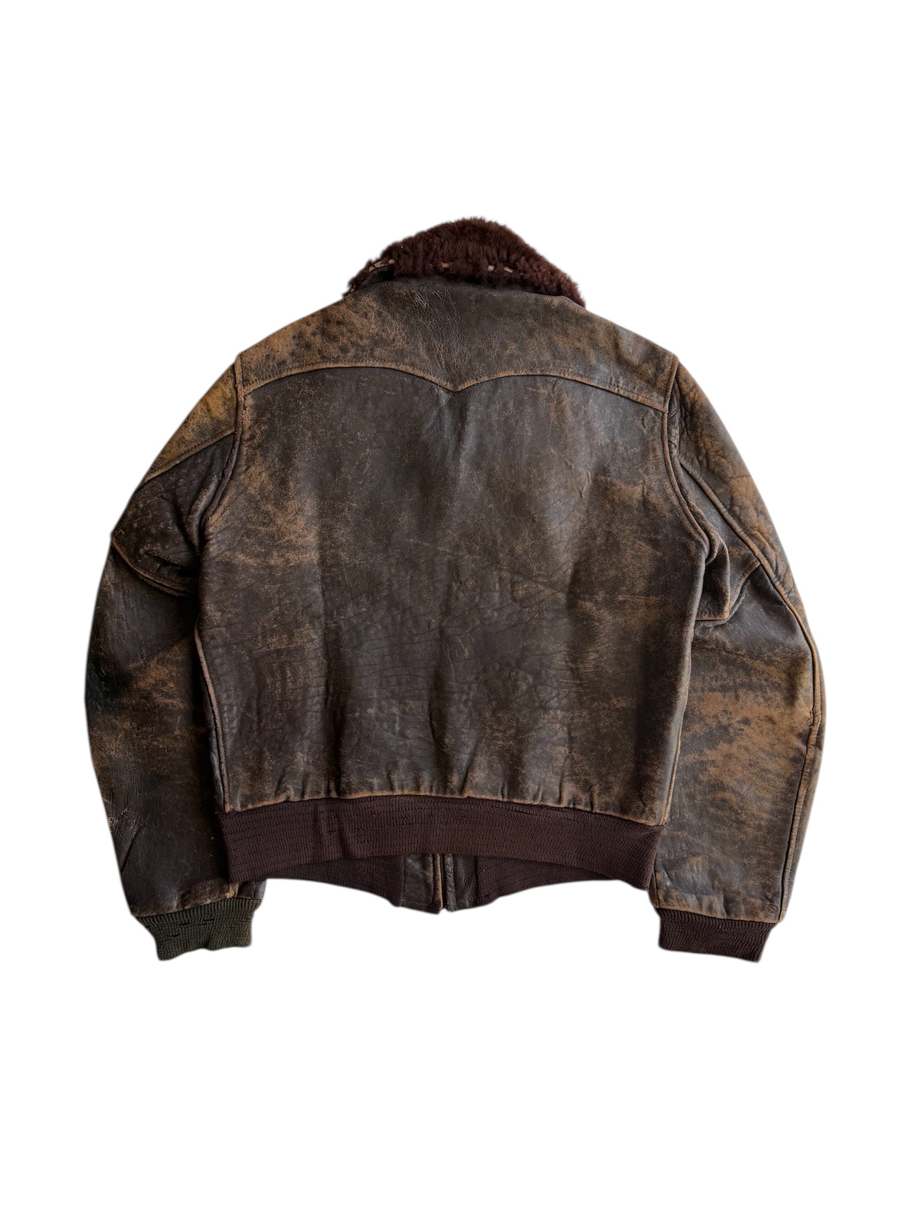 1950s Montgomery Ward Fur Leather Flight Jacket (M/L)