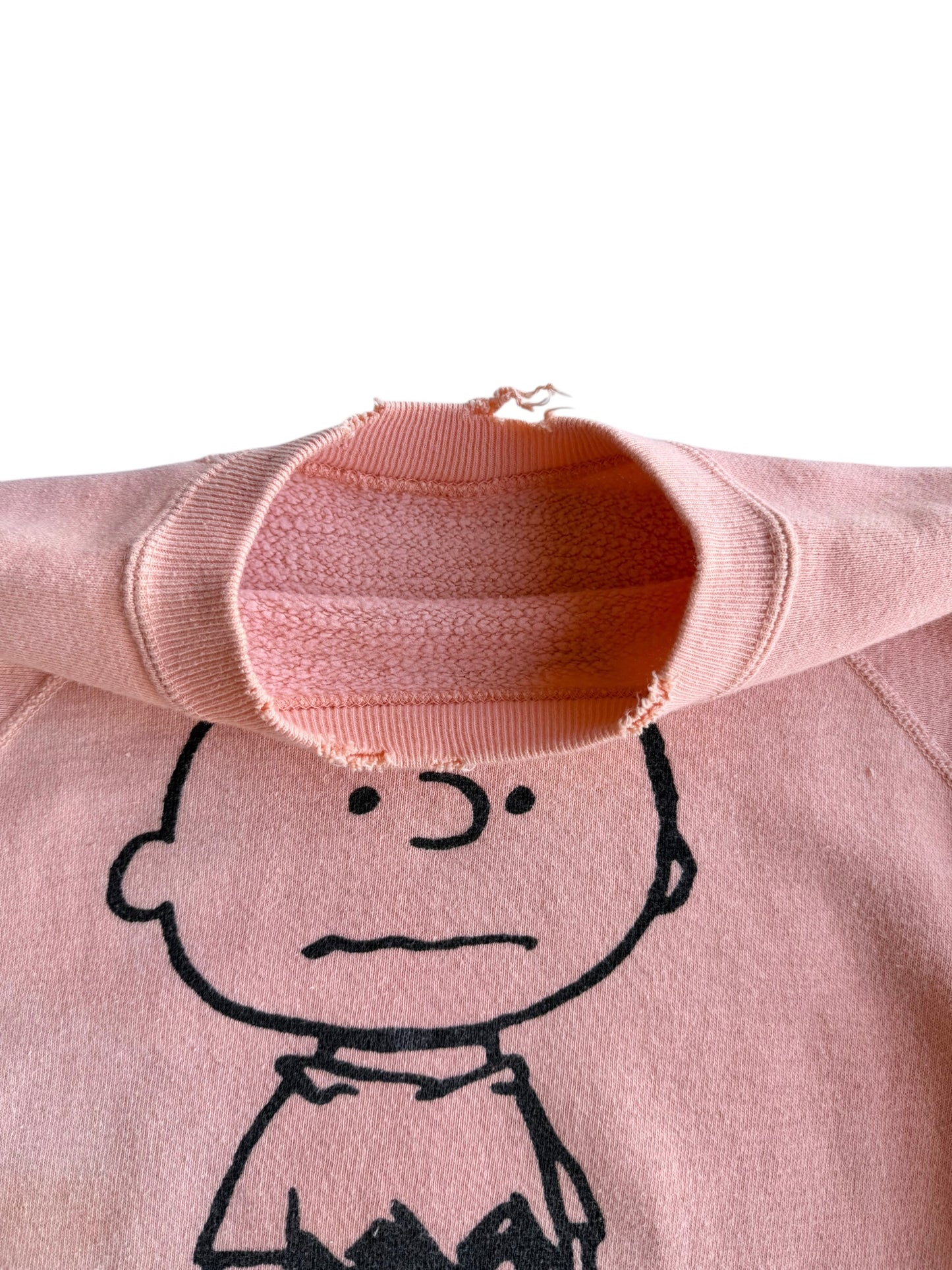 1960s Peanuts Charlie Brown Faded Pink Sweatshirt (S/M)