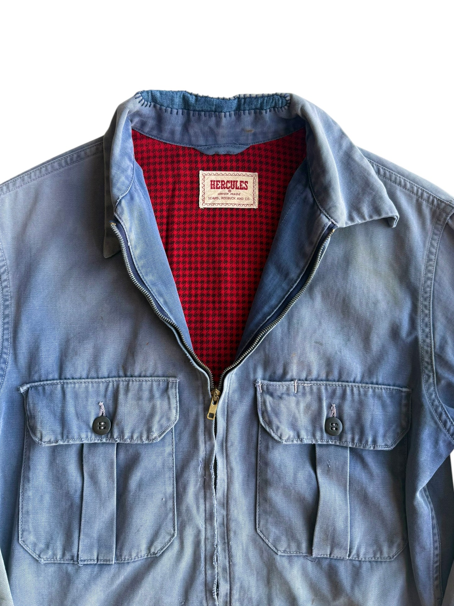 1950s Faded Hercules Flannel Lined Workwear Jacket (S/M)