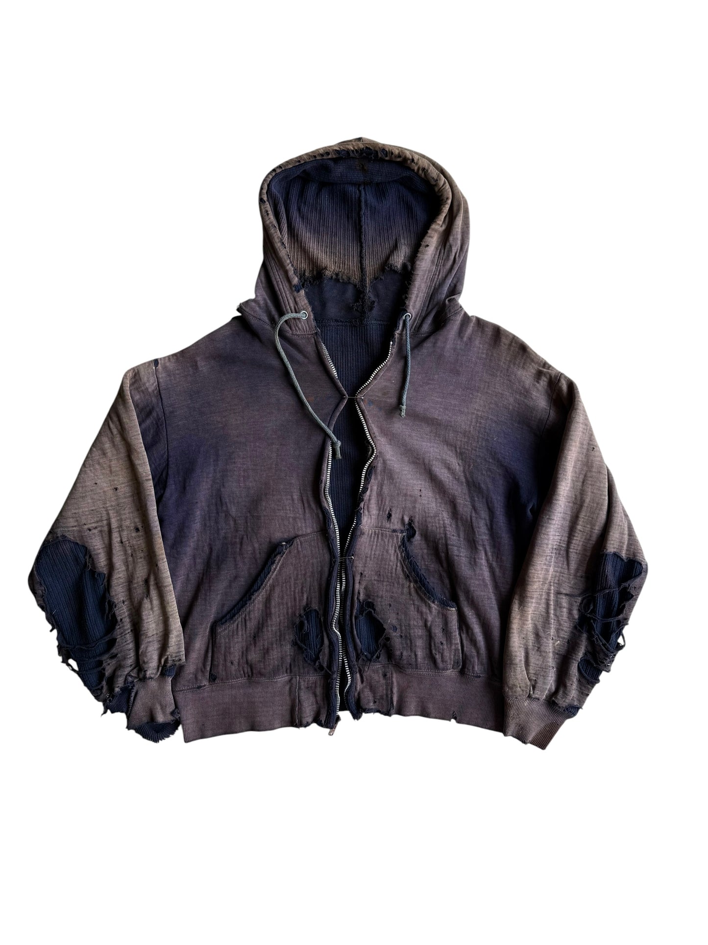 1940s Heavily Distressed and Sun Faded Zip Closure Jacket (S/M)