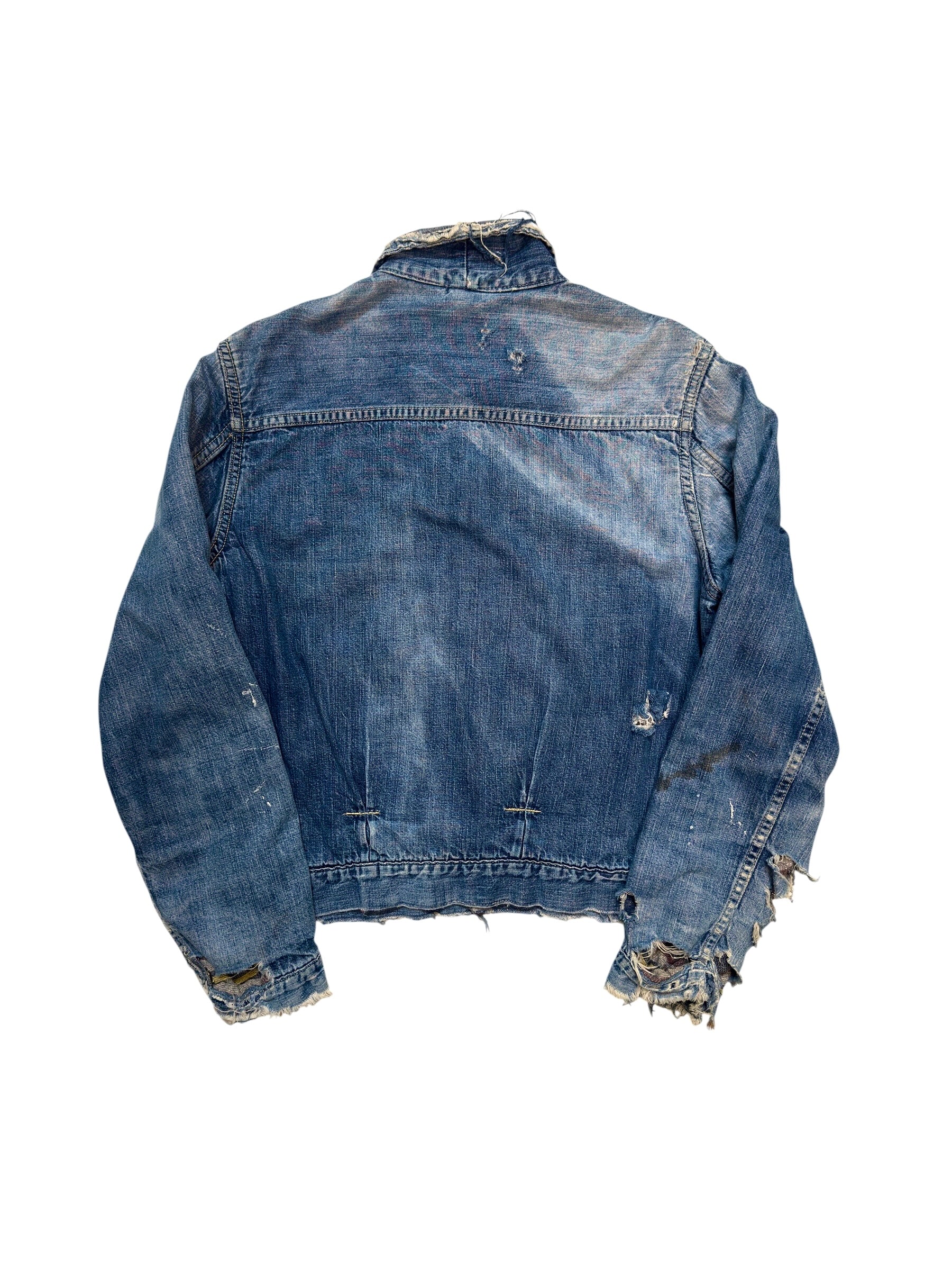 1950s Hercules Lined Sun Faded Distressed Denim Jacket (S/M)