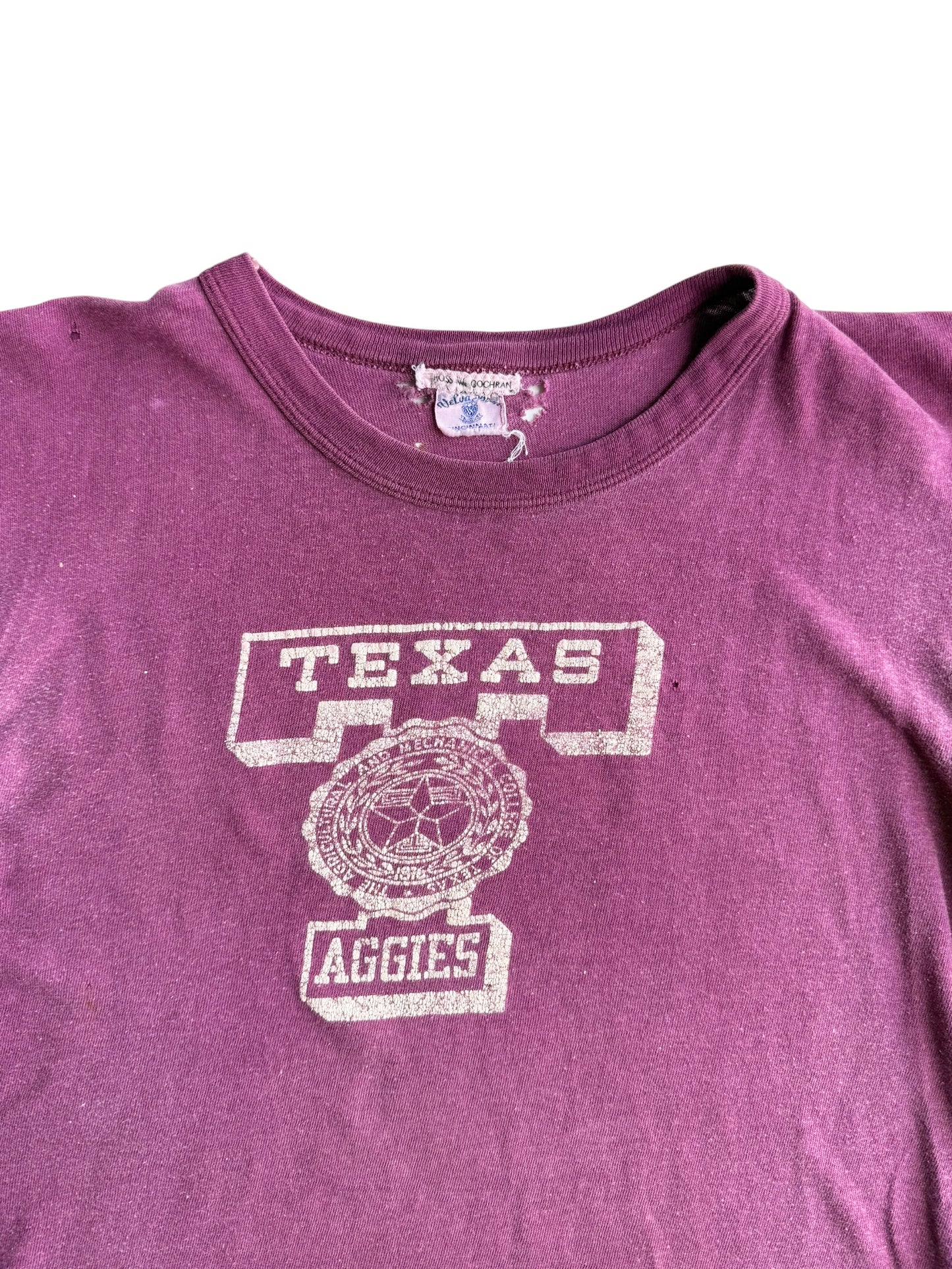 1940s Two Tone ‘Texas Aggies’ Maroon Tee (S/M)