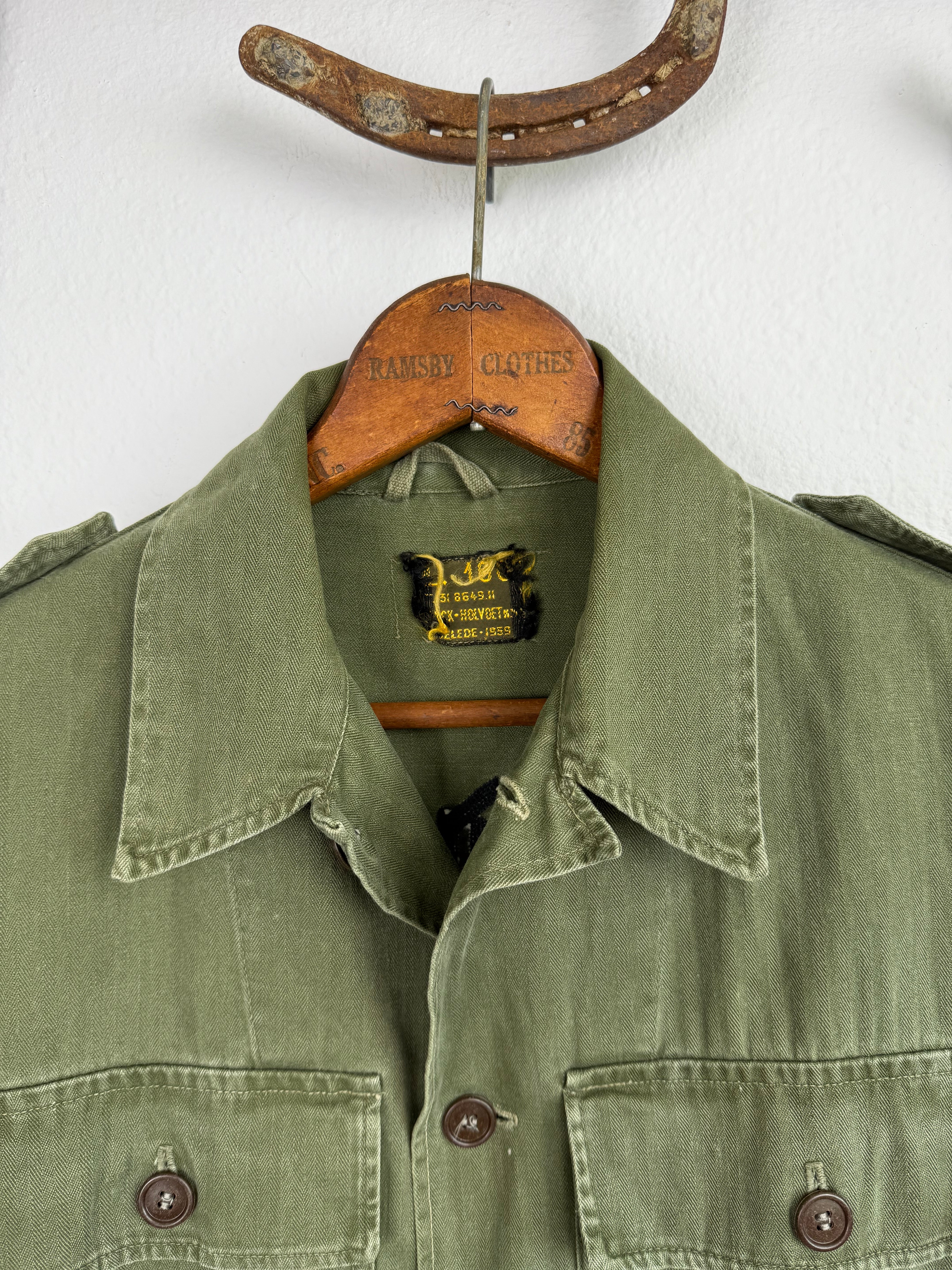 1950s Dutch HBT Jacket With Chain Stitching (S/M)