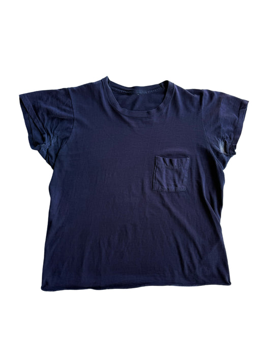 1960s Chopped Navy Pocket Tee (S/M)