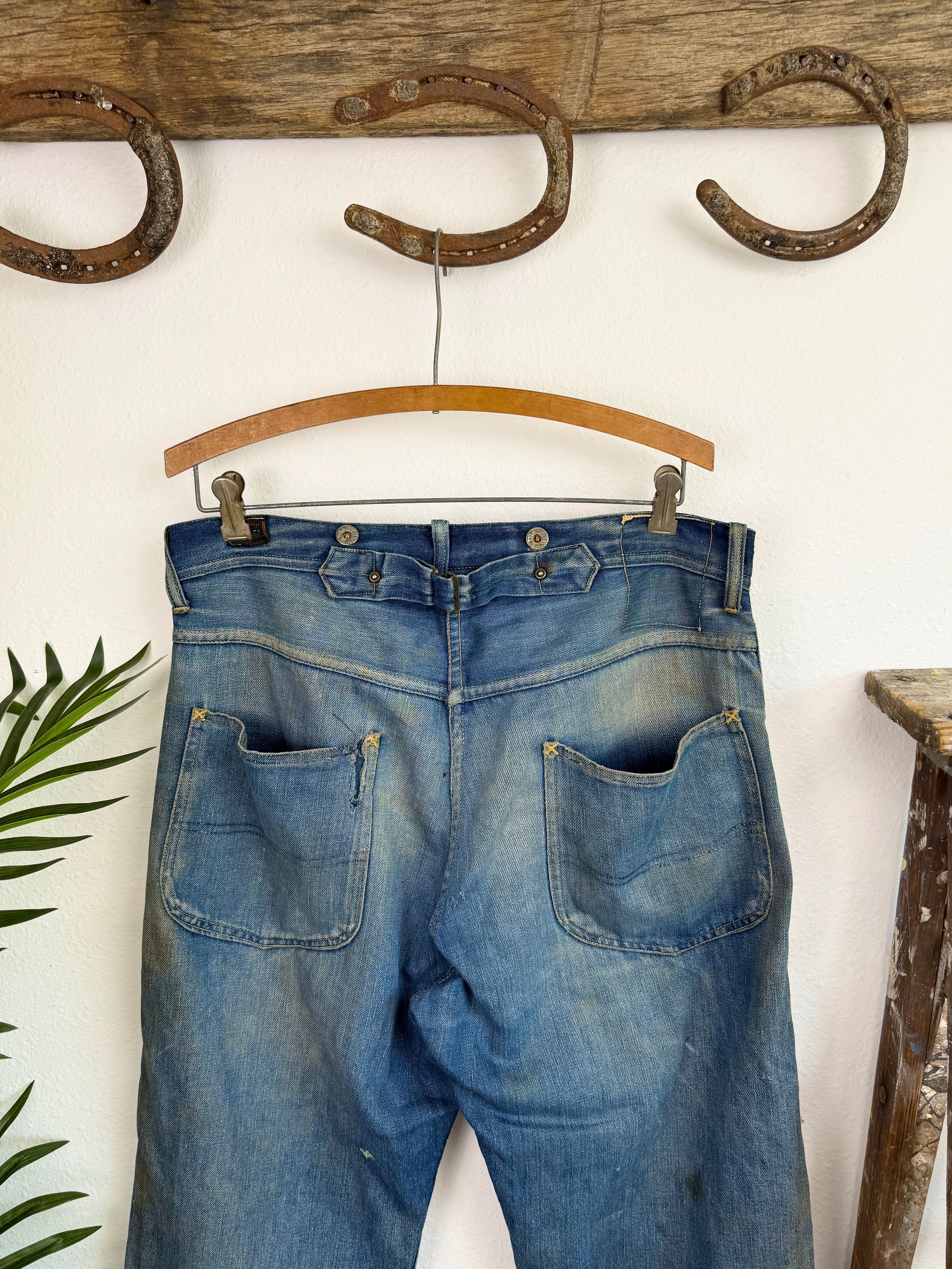 1934 Model Lee Cowboy Worn Buckle Back Jeans (35)