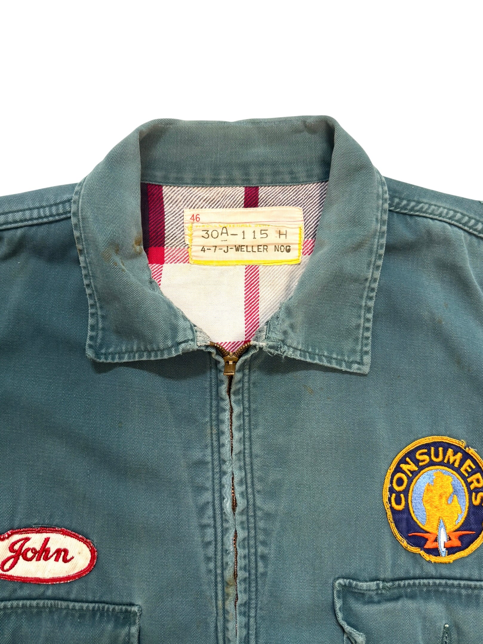 1950s Sun Faded Flannel Lined Work Jacket (XL)