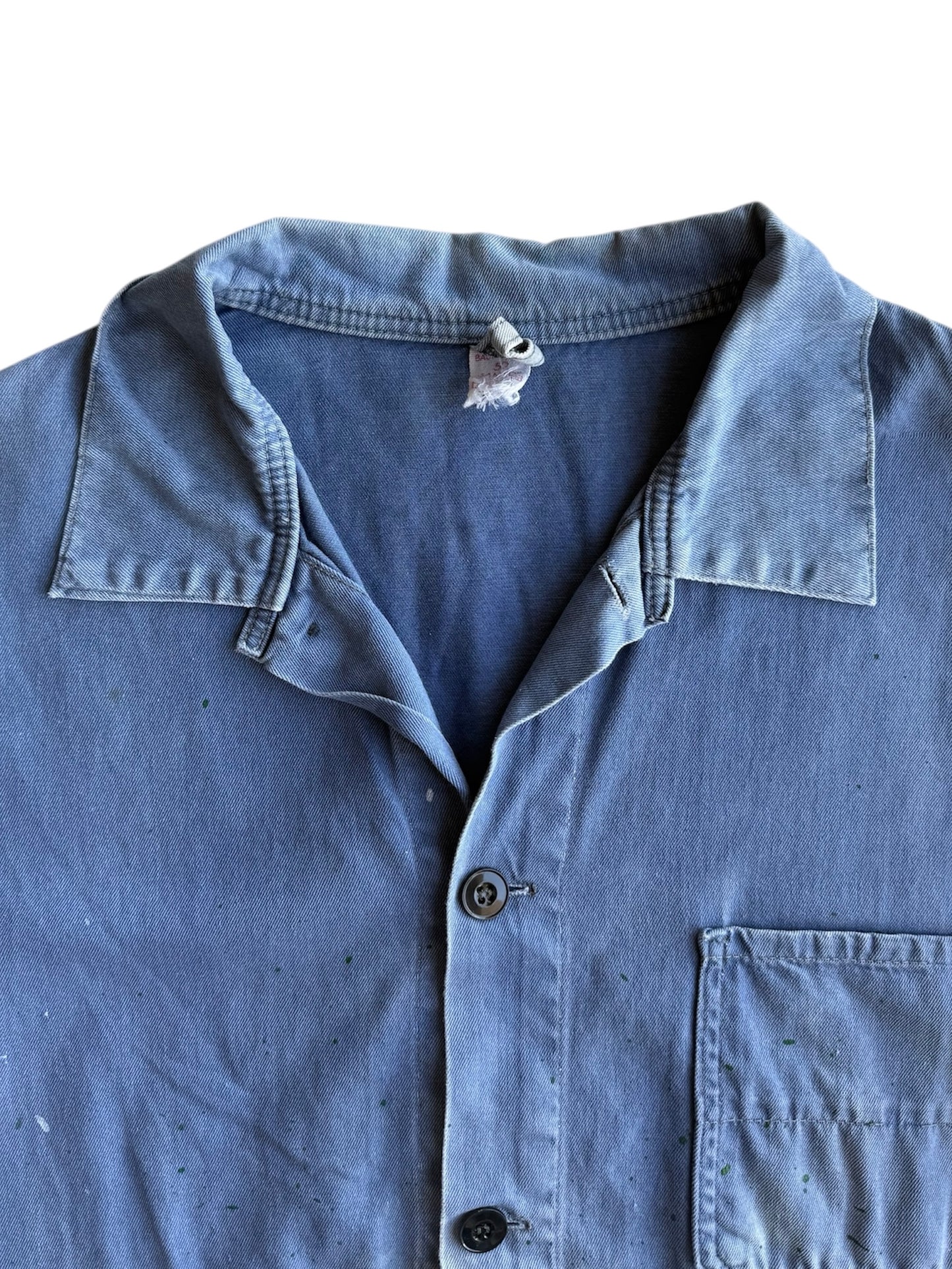 1940s Sun Faded Splatter Painted French Chore Jacket (M/L)