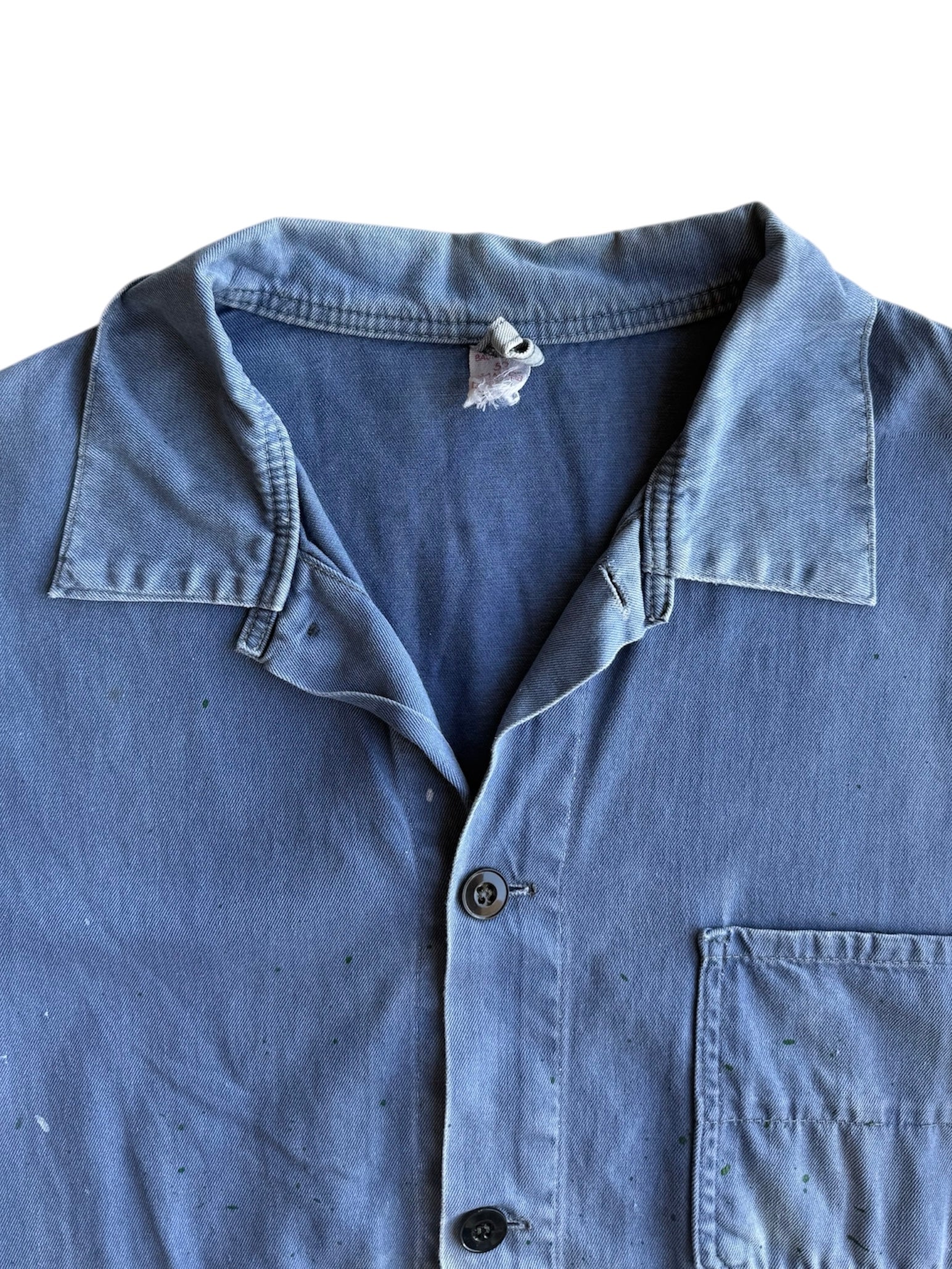 1940s Sun Faded Splatter Painted French Chore Jacket (M/L)